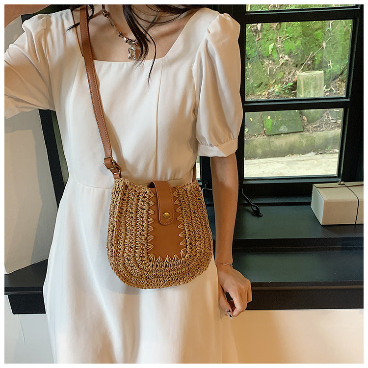 Detailed Weaving French-style Crossbody Bag