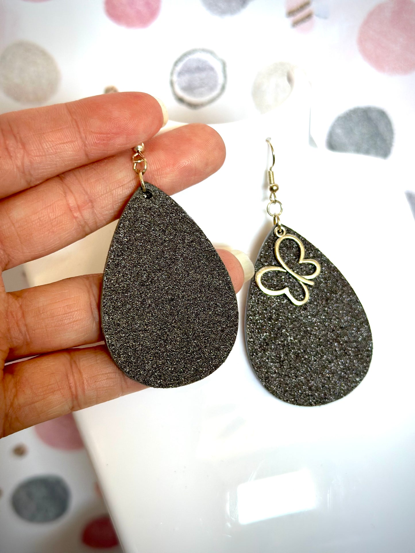 Black Shimmer With Silver Butterfly Charm