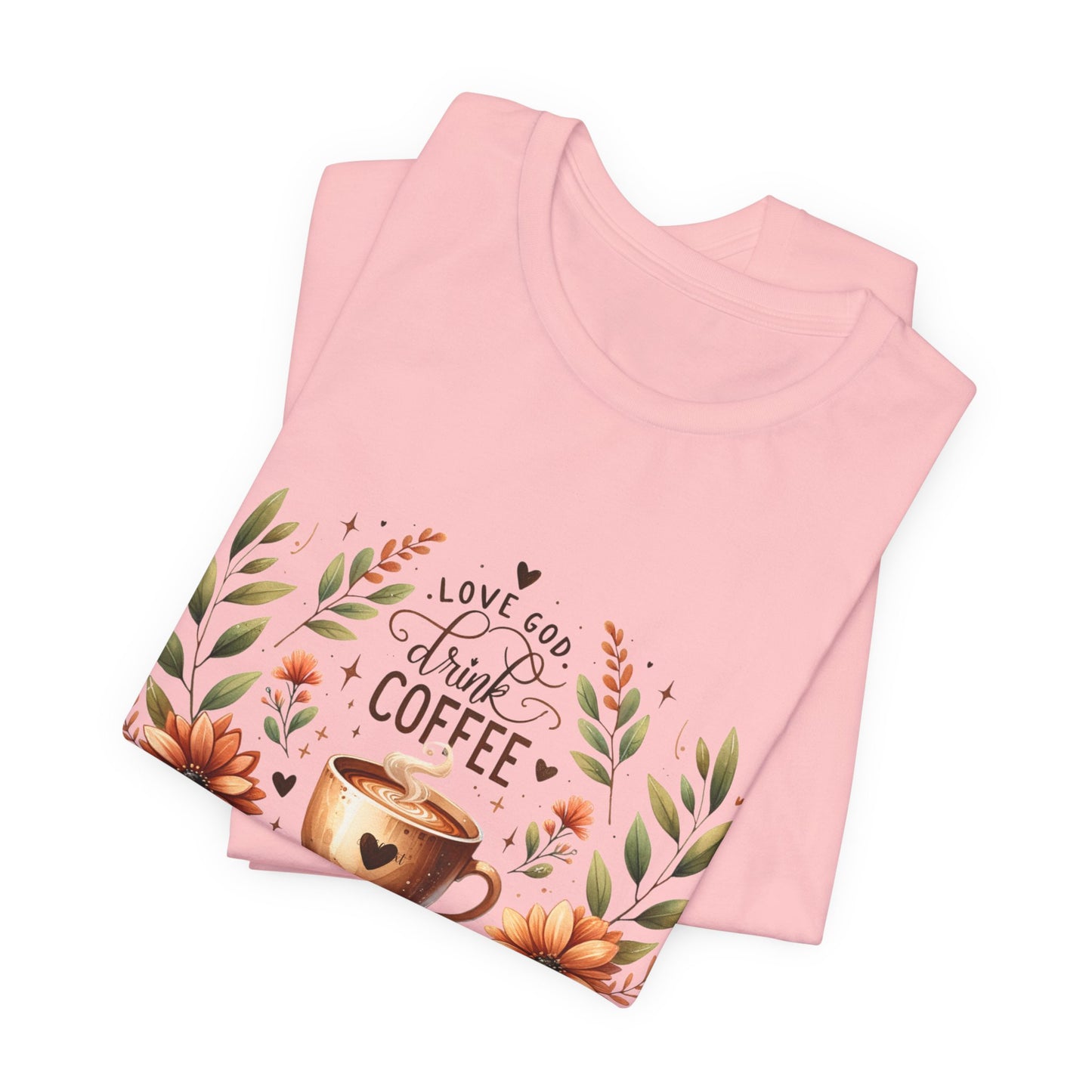 Love God, Drink Coffee, Read Books Tee | Fall Watercolor Books & Coffee Graphic Shirt