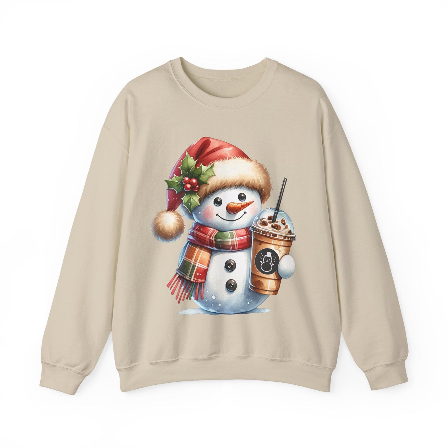 Cute Snowman Iced Coffee Sweatshirt | Winter Coffee Lover Christmas Crewneck