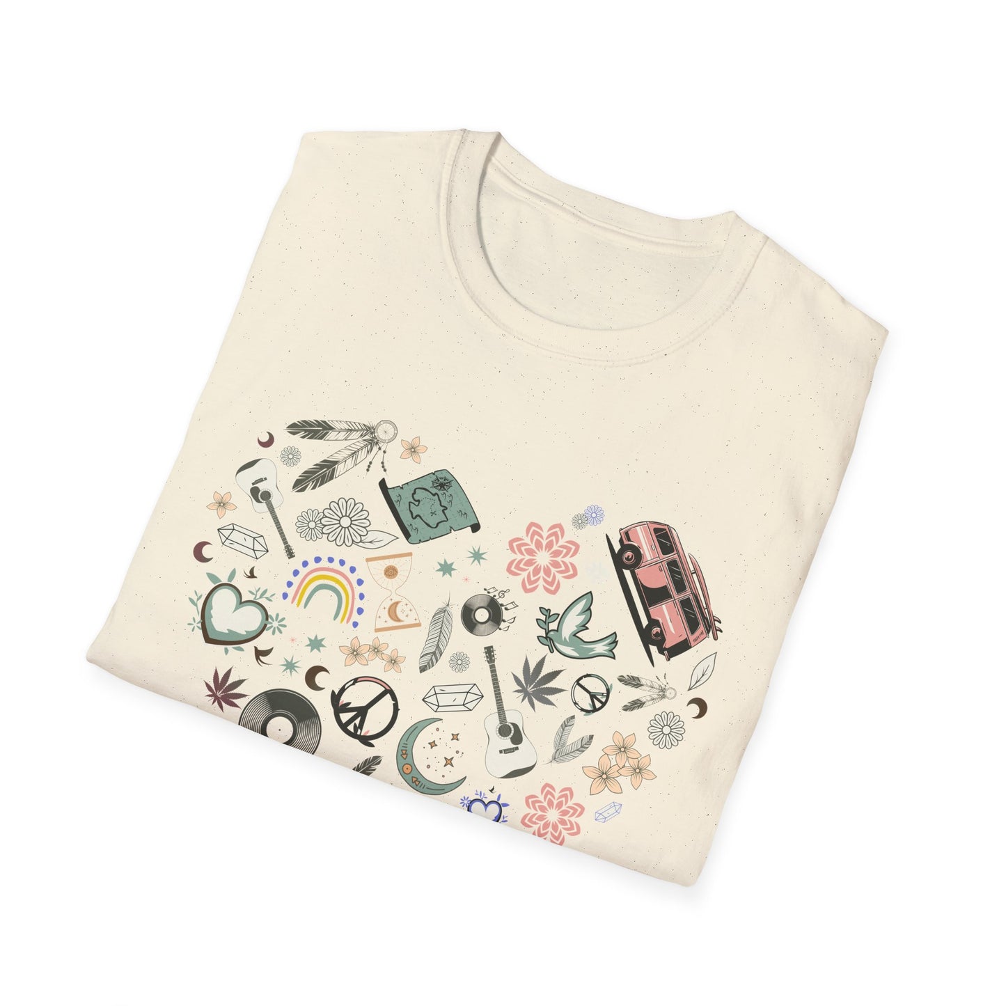 Boho Heart T-Shirt, Unisex Graphic Tee, Casual Everyday Wear, Festival Clothing, Gift for Nature Lovers, Hippy/Groovy Vibes