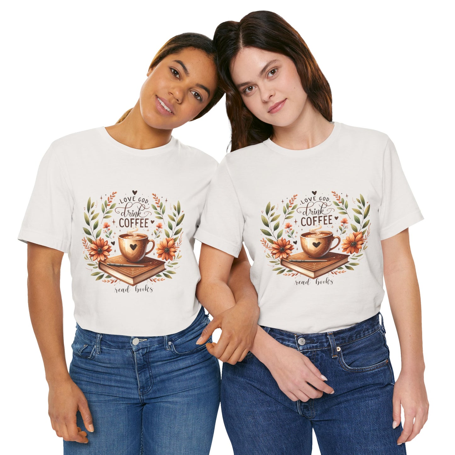 Love God, Drink Coffee, Read Books Tee | Fall Watercolor Books & Coffee Graphic Shirt