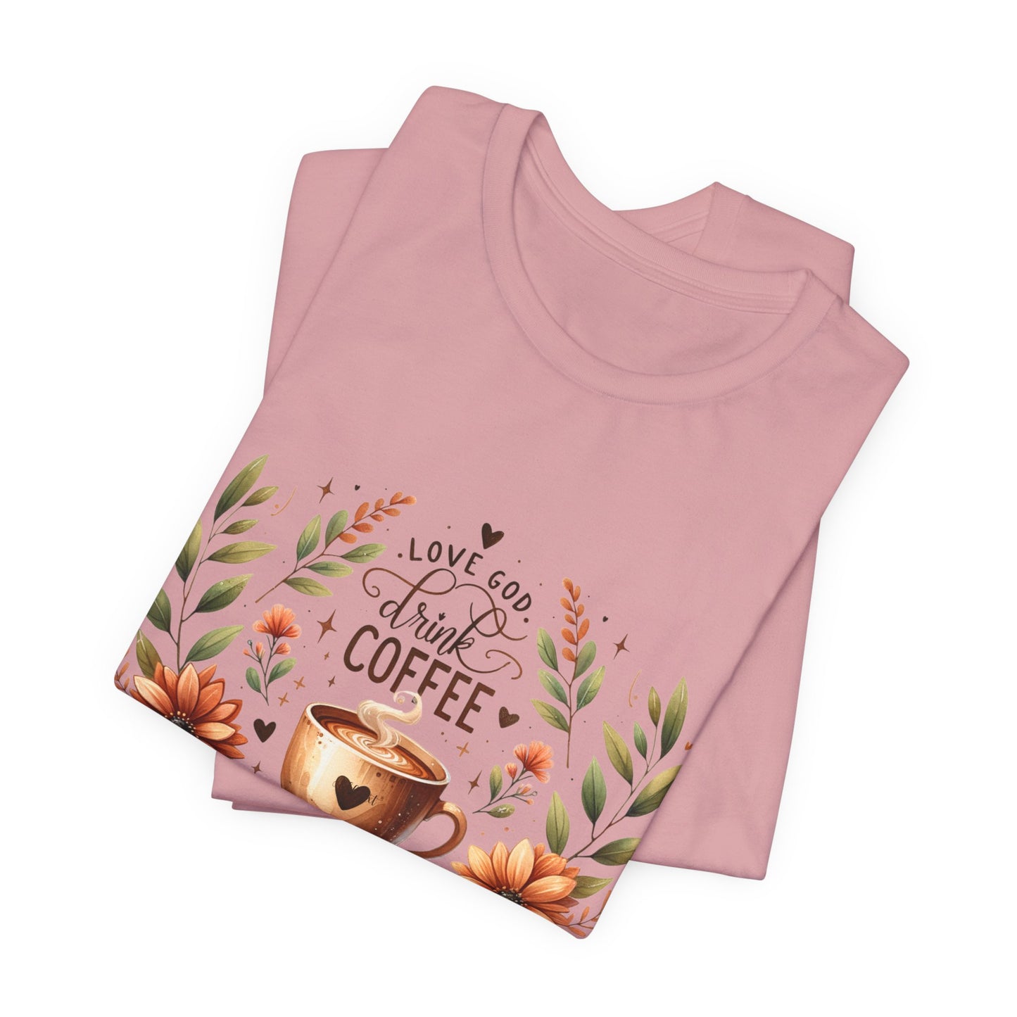Love God, Drink Coffee, Read Books Tee | Fall Watercolor Books & Coffee Graphic Shirt