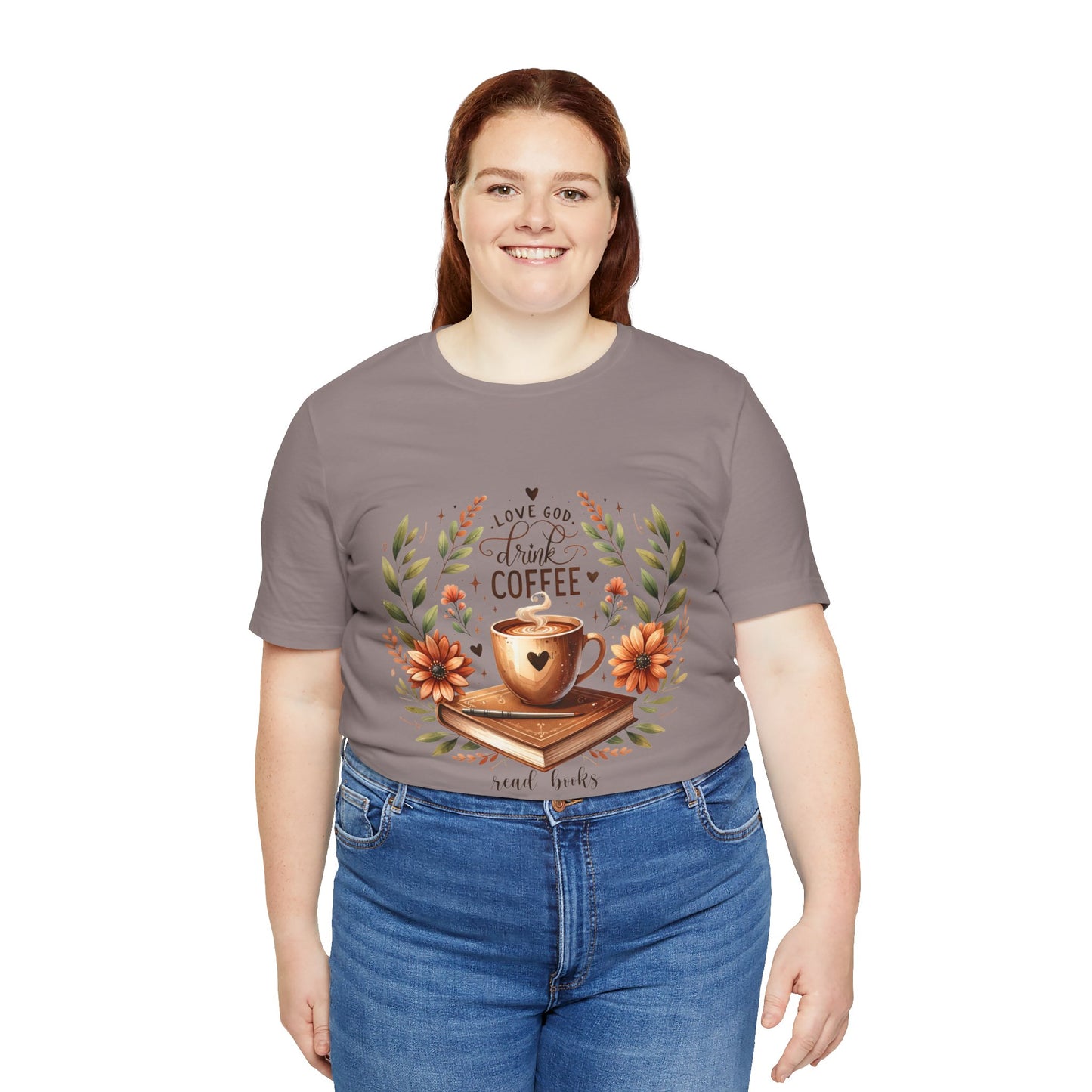 Love God, Drink Coffee, Read Books Tee | Fall Watercolor Books & Coffee Graphic Shirt