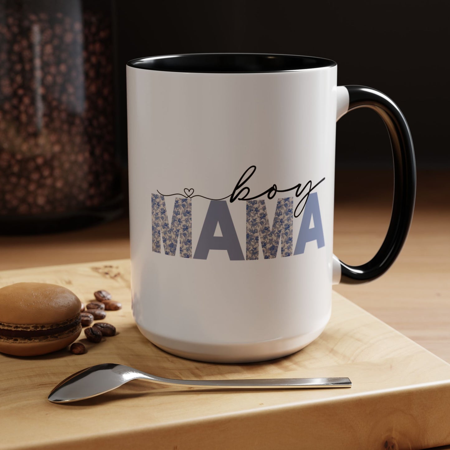 Boy Mama Floral Heart Mug | Cute Mom Life Coffee Cup, Perfect Gift for Mothers