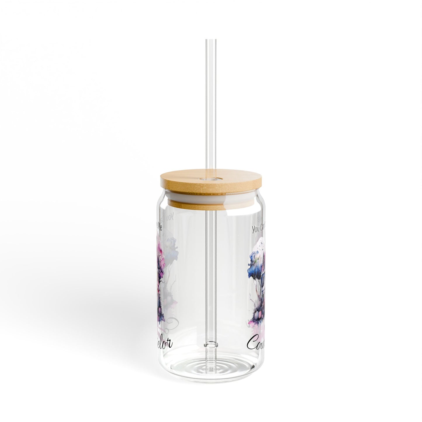 You Can't Scare Me I'm a Counselor Sipper Glass Can Featuring a Cute Watercolor Haunted House with Halloween Elements, 16oz