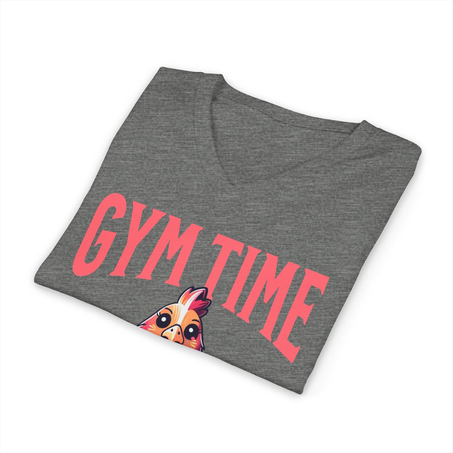Funny Hen Gym Time V-Neck Tee, Farm Fitness Humor Graphic Shirt, Gift for Gym Lovers, Workout Humor Shirt, Chicken/Hen Lovers