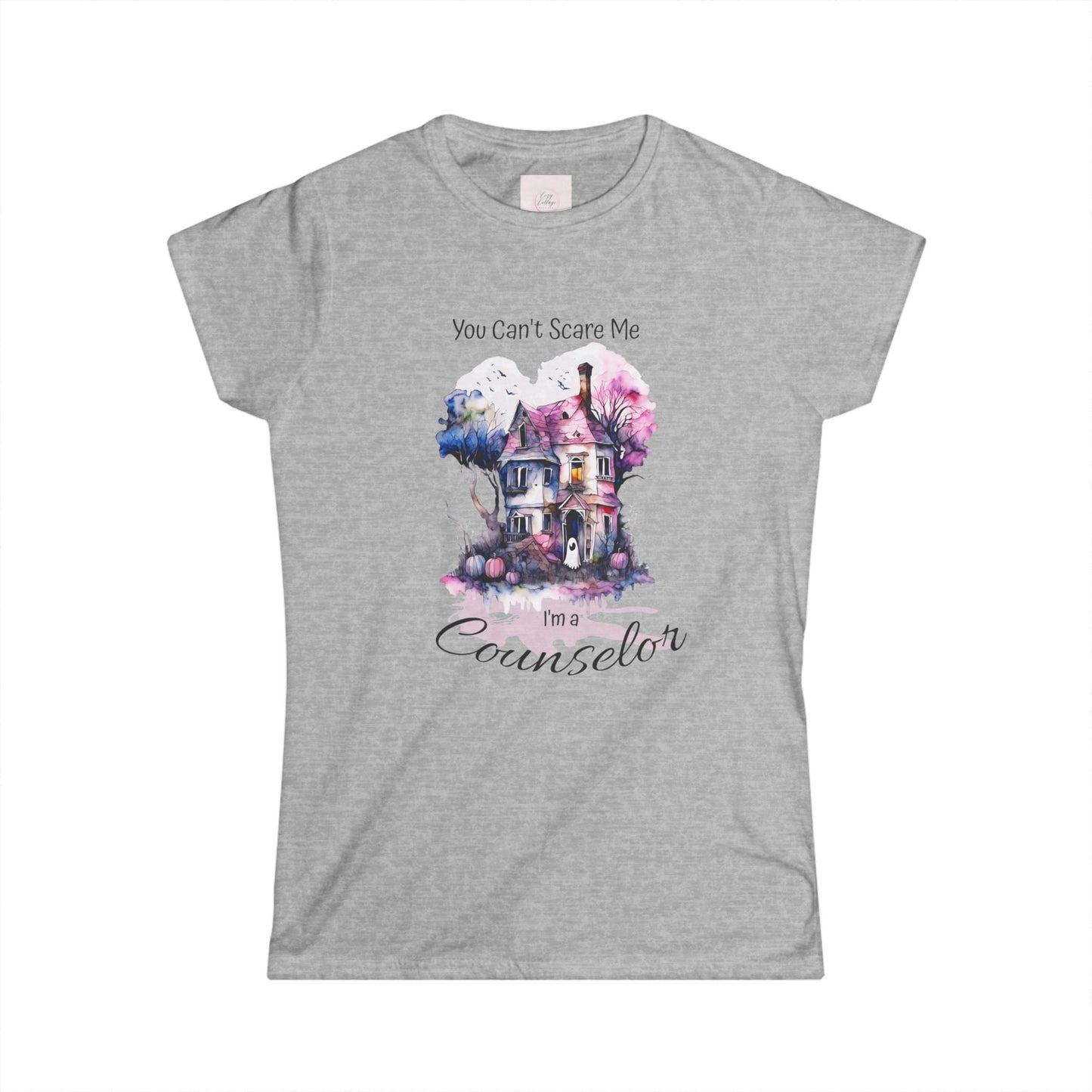 You Can’t Scare Me I’m a Counselor Tee | Watercolor Haunted House Halloween Shirt