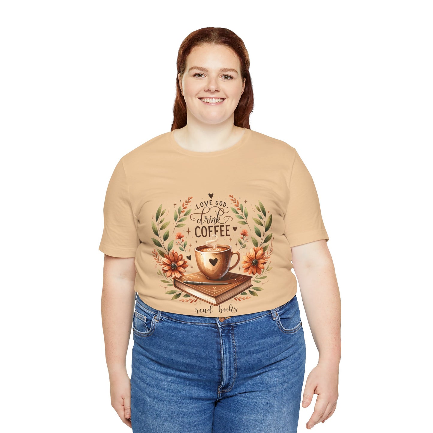 Love God, Drink Coffee, Read Books Tee | Fall Watercolor Books & Coffee Graphic Shirt