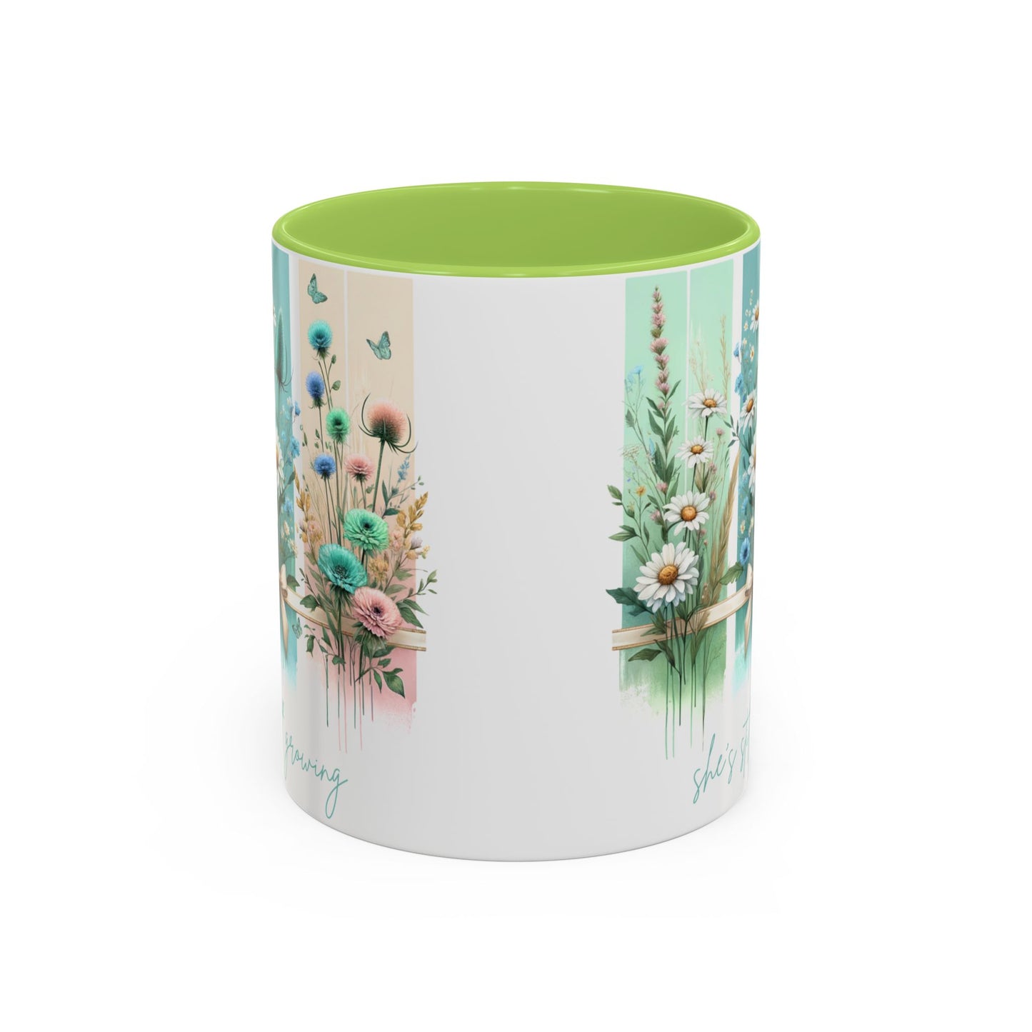 She’s Still Growing Mug | Floral Watercolor Inspirational Coffee Cup