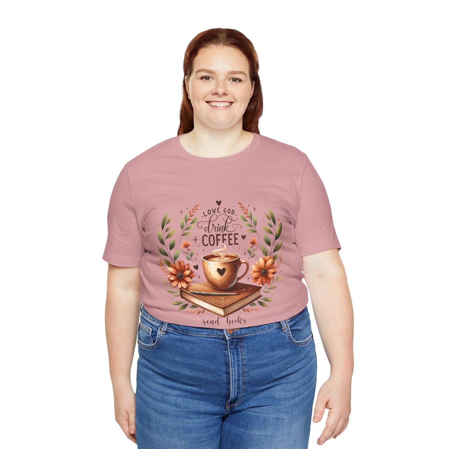 Love God, Drink Coffee, Read Books Tee | Fall Watercolor Books & Coffee Graphic Shirt