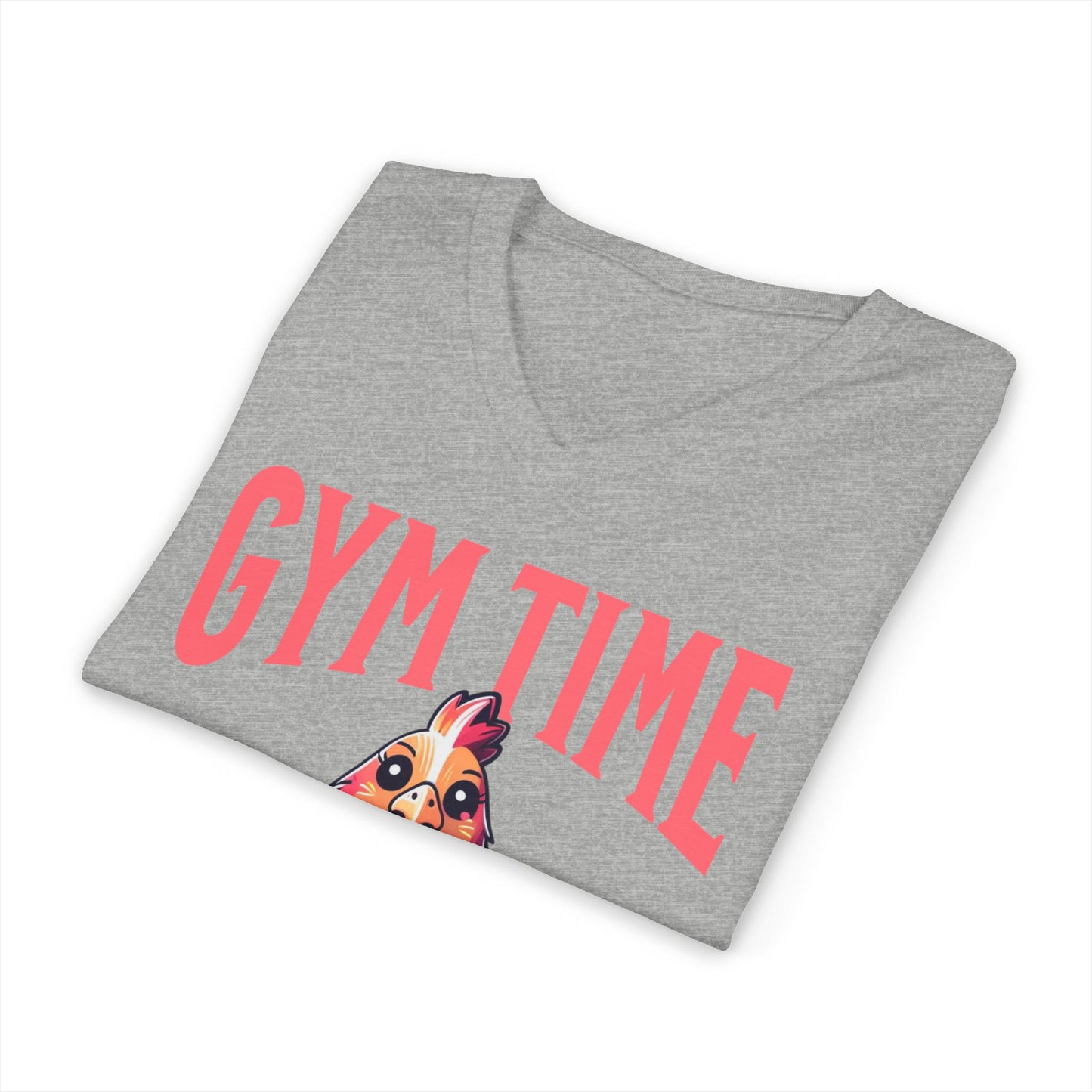 Funny Hen Gym Time V-Neck Tee, Farm Fitness Humor Graphic Shirt, Gift for Gym Lovers, Workout Humor Shirt, Chicken/Hen Lovers