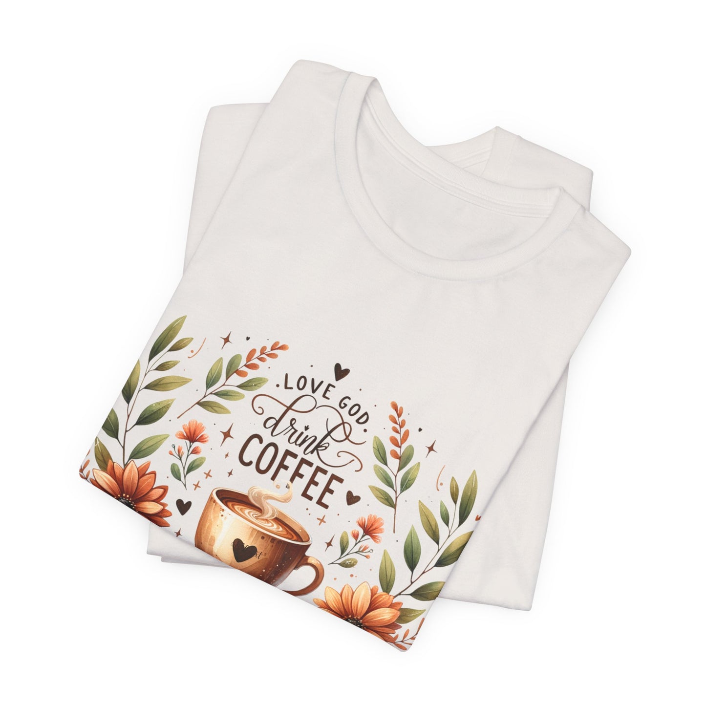 Love God, Drink Coffee, Read Books Tee | Fall Watercolor Books & Coffee Graphic Shirt