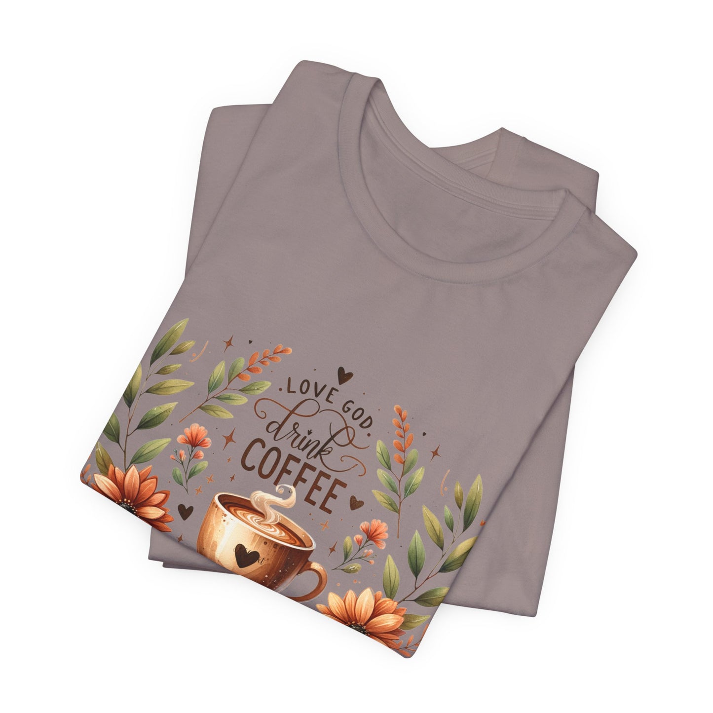 Love God, Drink Coffee, Read Books Tee | Fall Watercolor Books & Coffee Graphic Shirt
