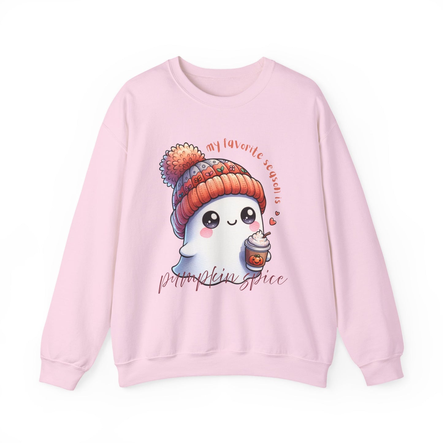 π»βπ My Favorite Season Is Pumpkin Spice β Cute Fall Ghost & Coffee Cozy Sweatshirt πβπ»