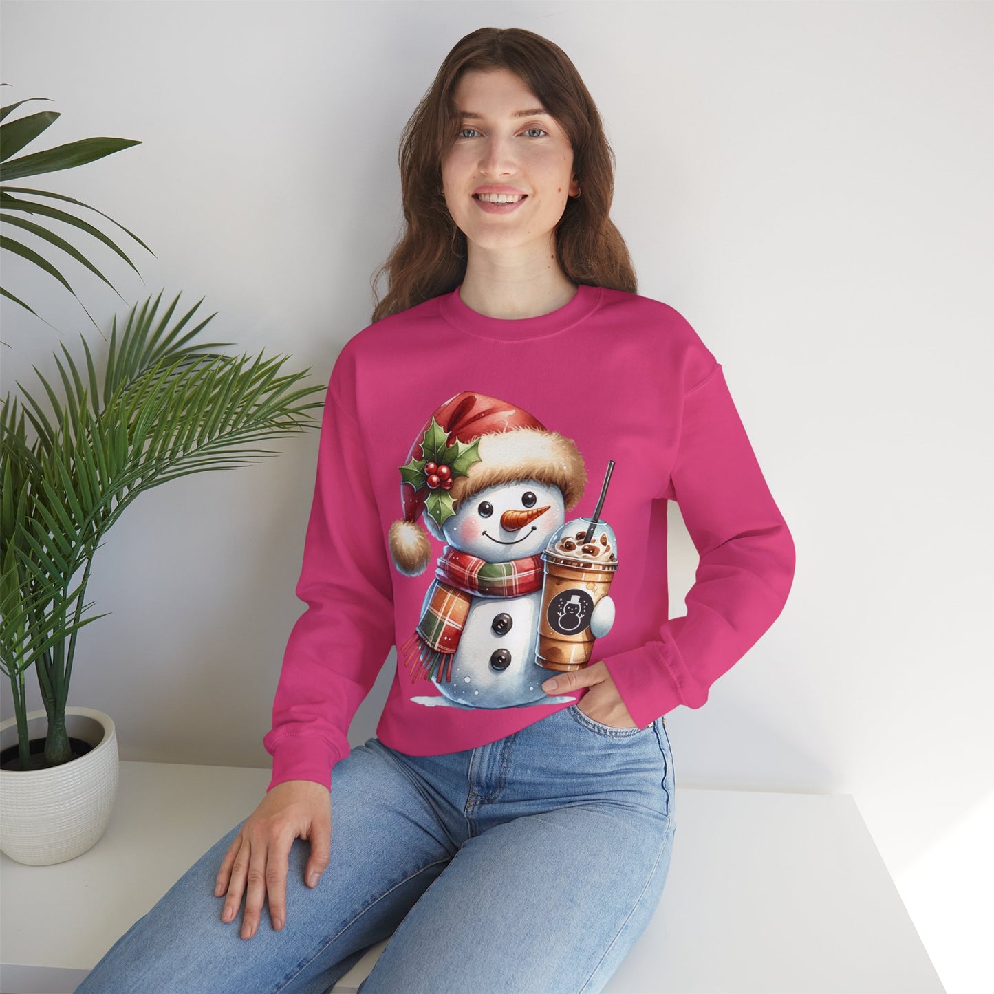 Cute Snowman Iced Coffee Sweatshirt | Winter Coffee Lover Christmas Crewneck