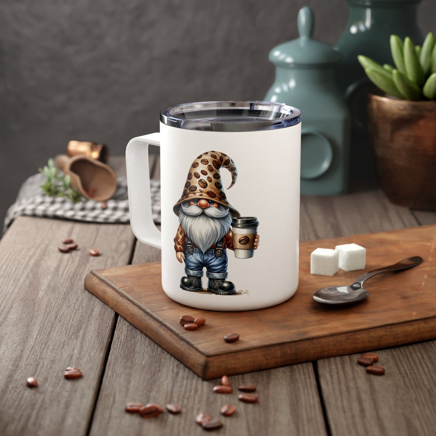 Just a Girl Who Loves Gnomes & Coffee Insulated Coffee Mug, 10oz