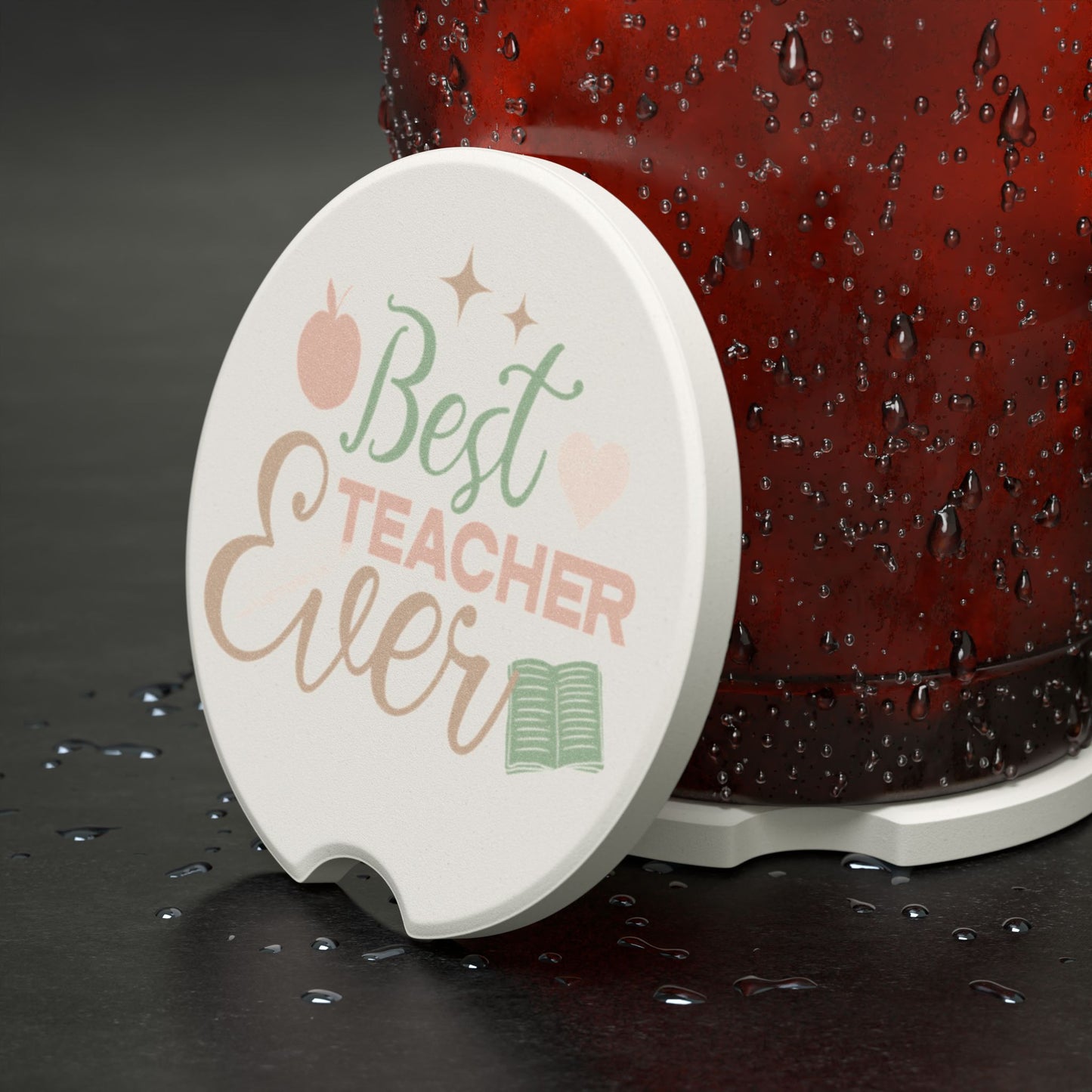 Best Teacher Ever Soapstone Car Coaster
