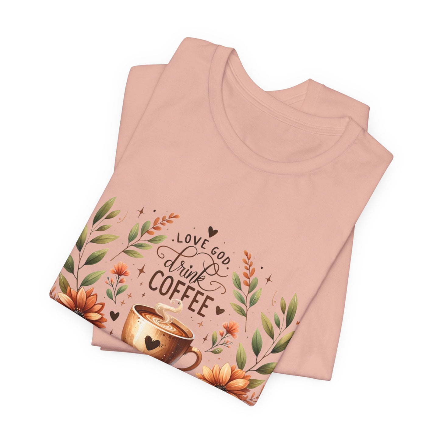 Love God, Drink Coffee, Read Books Tee | Fall Watercolor Books & Coffee Graphic Shirt