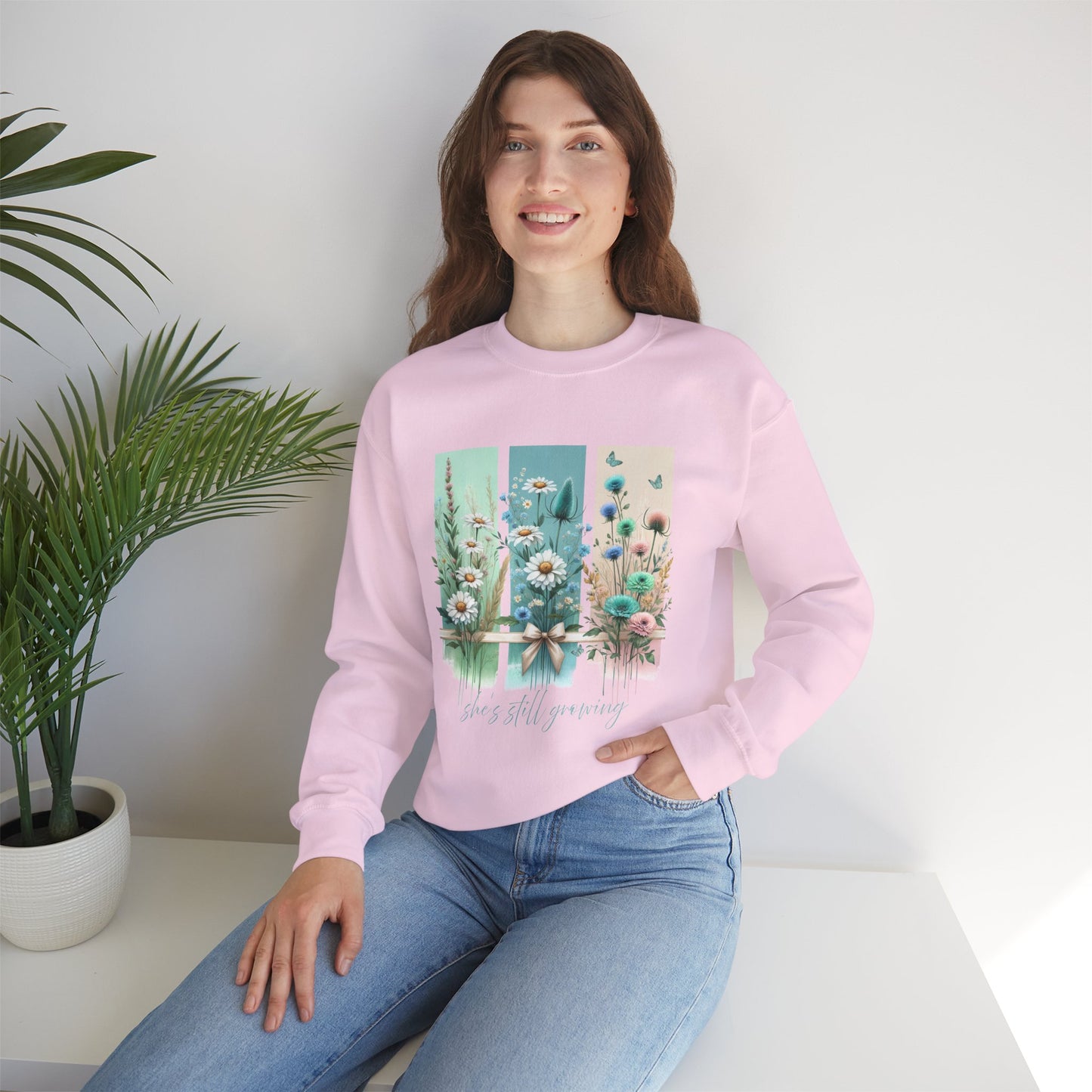 Floral Crewneck Sweatshirt - Cozy Gift for Her, Spring Fashion, Garden Lover, Motivational Quote, Everyday Wear