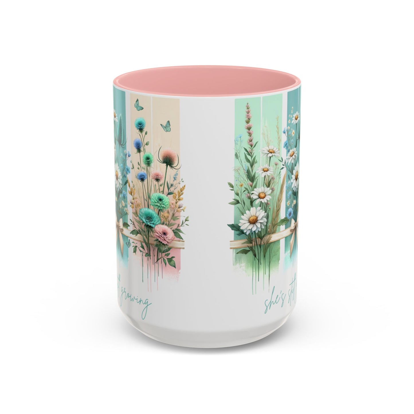 She’s Still Growing Mug | Floral Watercolor Inspirational Coffee Cup