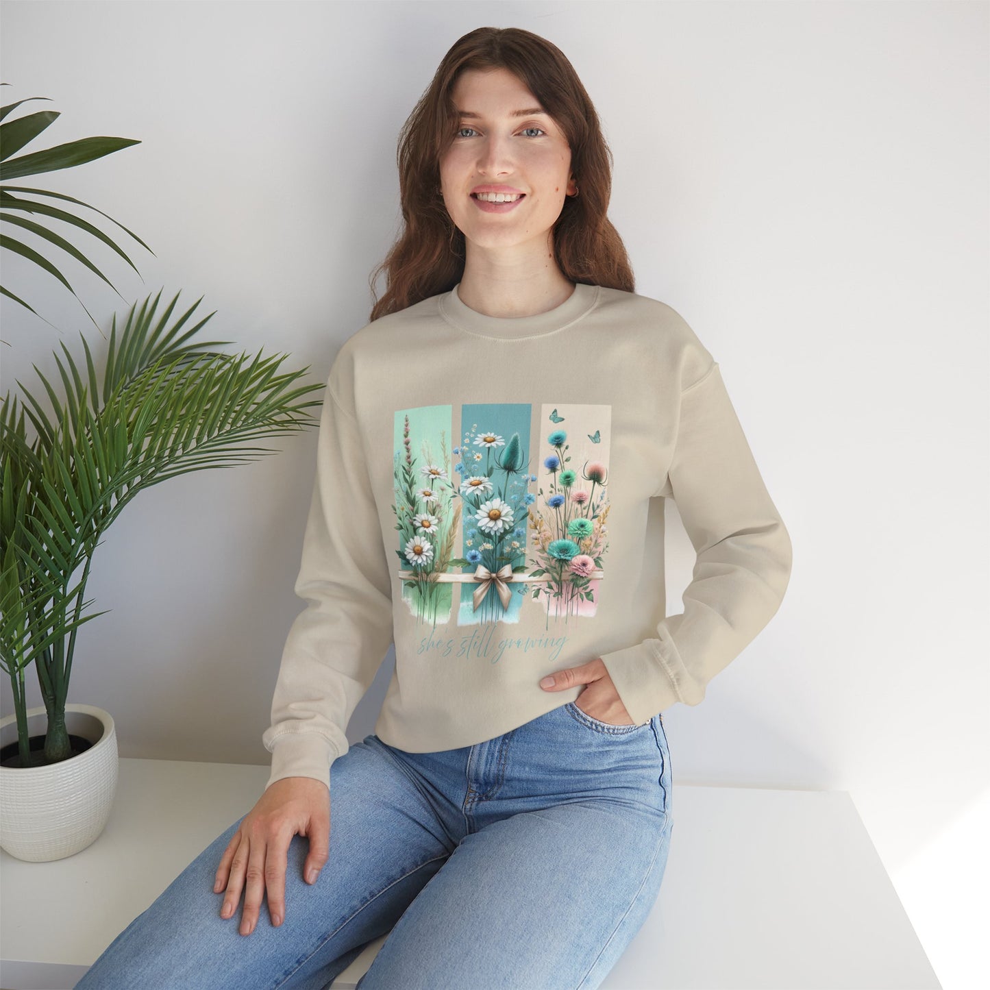 Floral Crewneck Sweatshirt - Cozy Gift for Her, Spring Fashion, Garden Lover, Motivational Quote, Everyday Wear