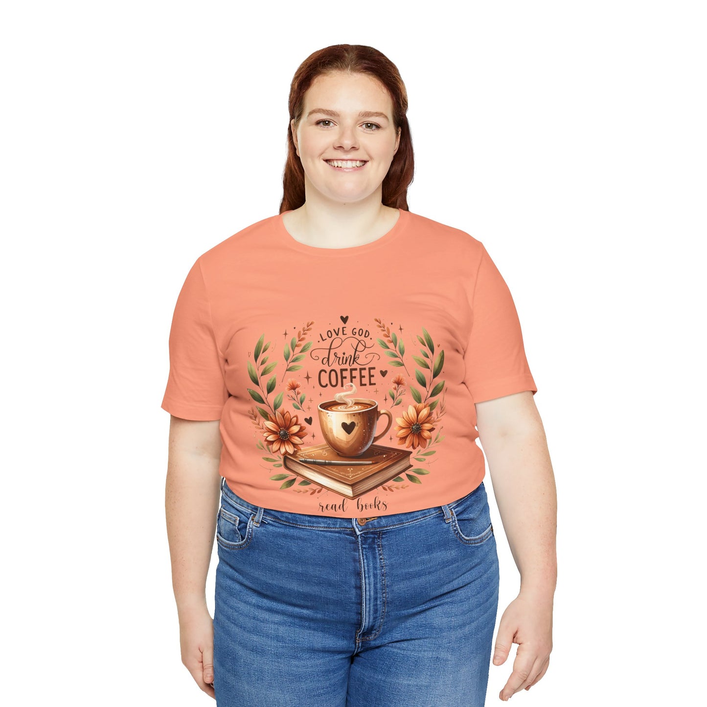 Love God, Drink Coffee, Read Books Tee | Fall Watercolor Books & Coffee Graphic Shirt