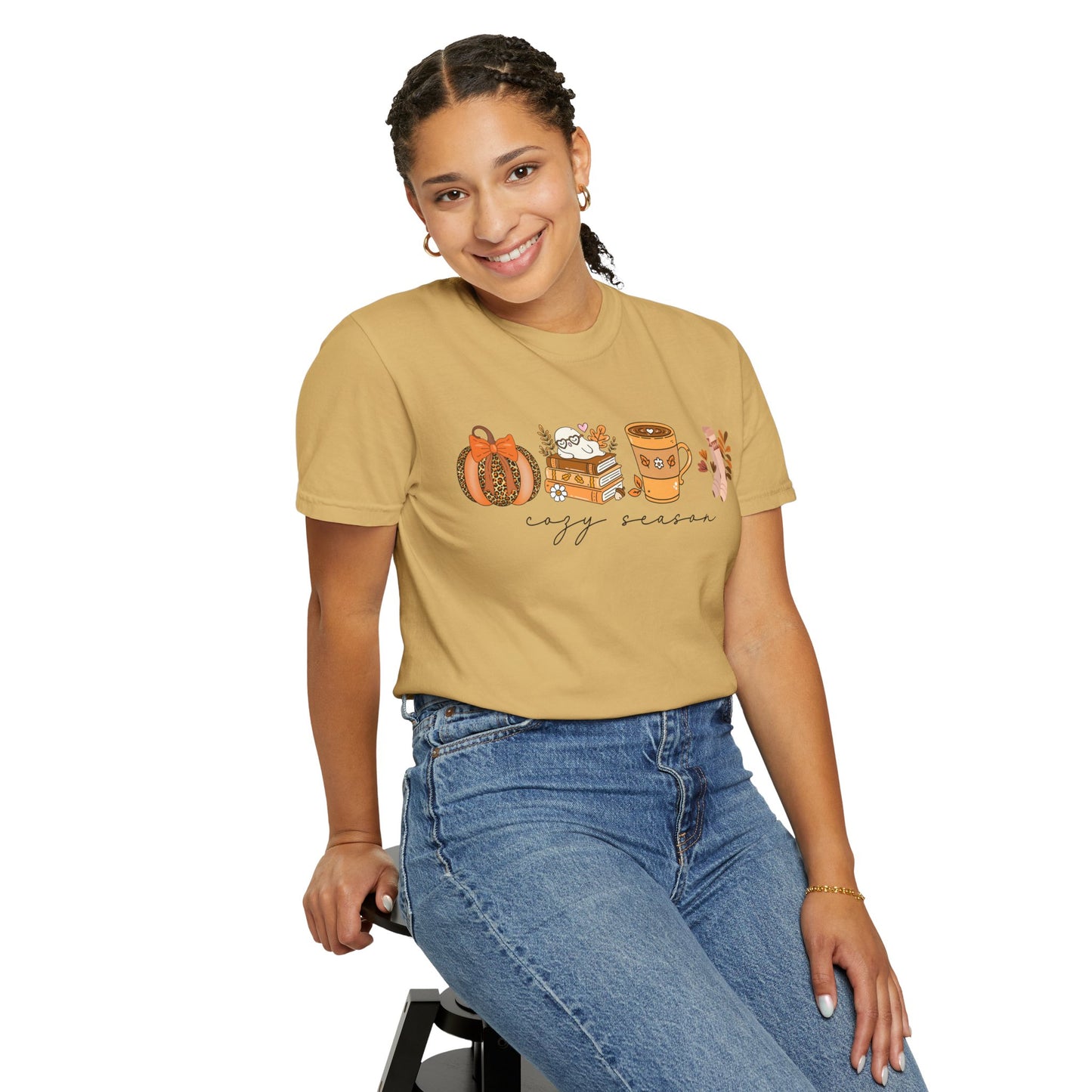 'Cozy Season' Bella + Canvas T-Shirt | Cozy Socks, Sleeping Ghost, Coquette Bow & Leopard Pumpkin Fall Graphic, Autumn Tee, Pumpkin Season Shirt, Cute Sweatshirt, Harvest Style Top, Perfect for Thanksgiving