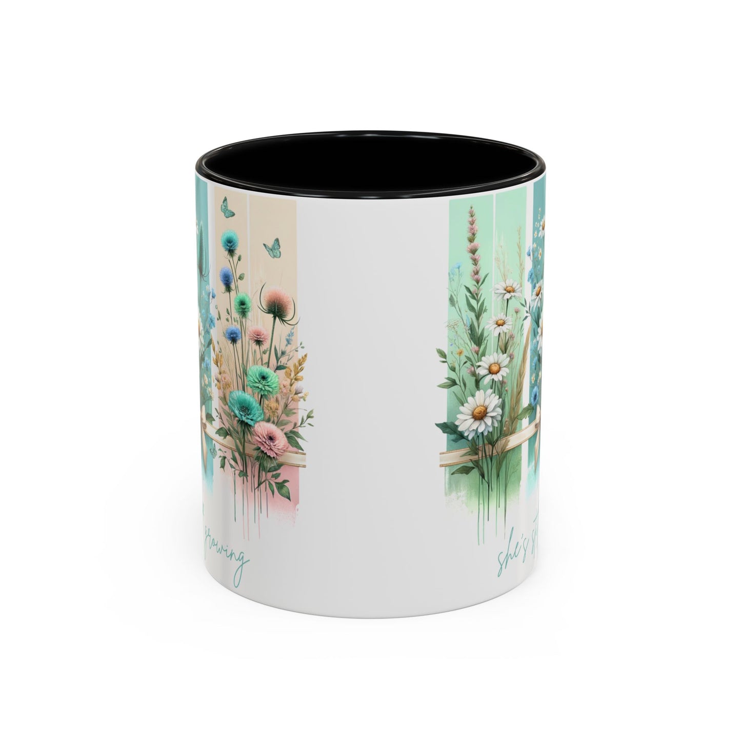 She’s Still Growing Mug | Floral Watercolor Inspirational Coffee Cup