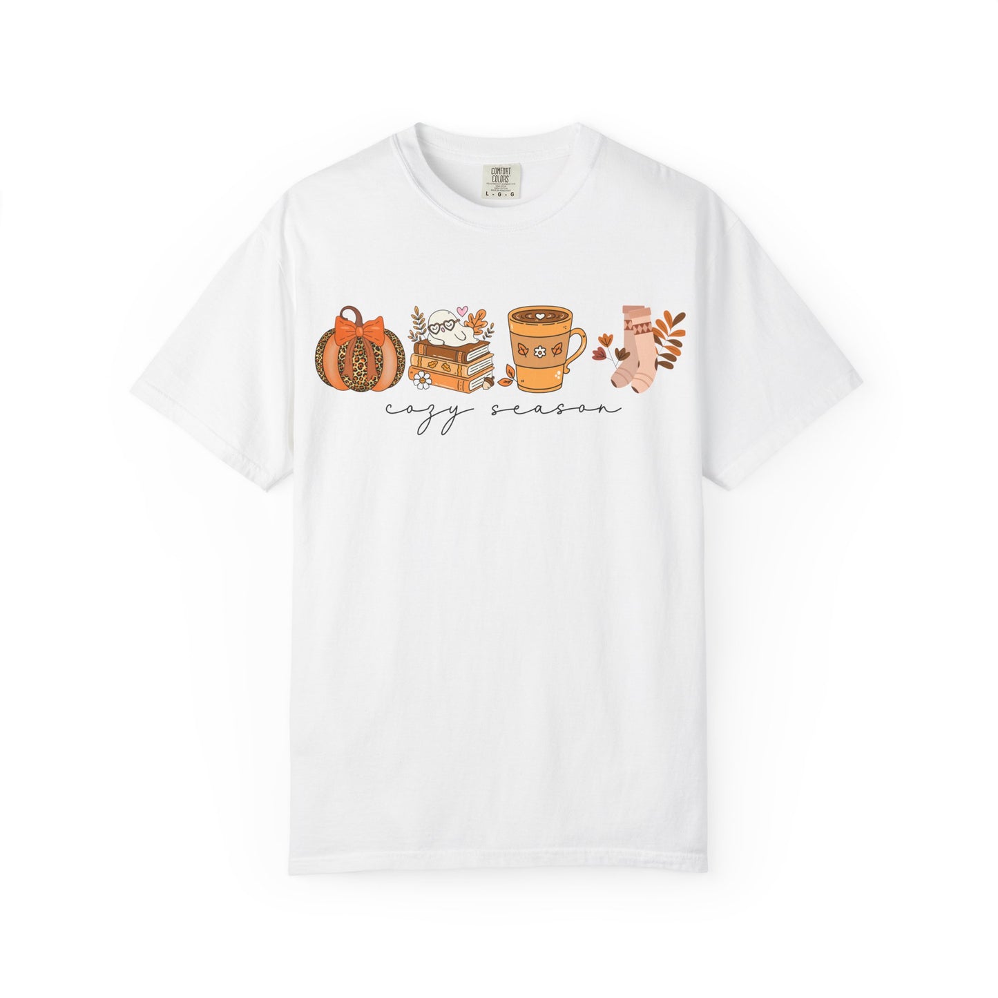 'Cozy Season' Bella + Canvas T-Shirt | Cozy Socks, Sleeping Ghost, Coquette Bow & Leopard Pumpkin Fall Graphic, Autumn Tee, Pumpkin Season Shirt, Cute Sweatshirt, Harvest Style Top, Perfect for Thanksgiving