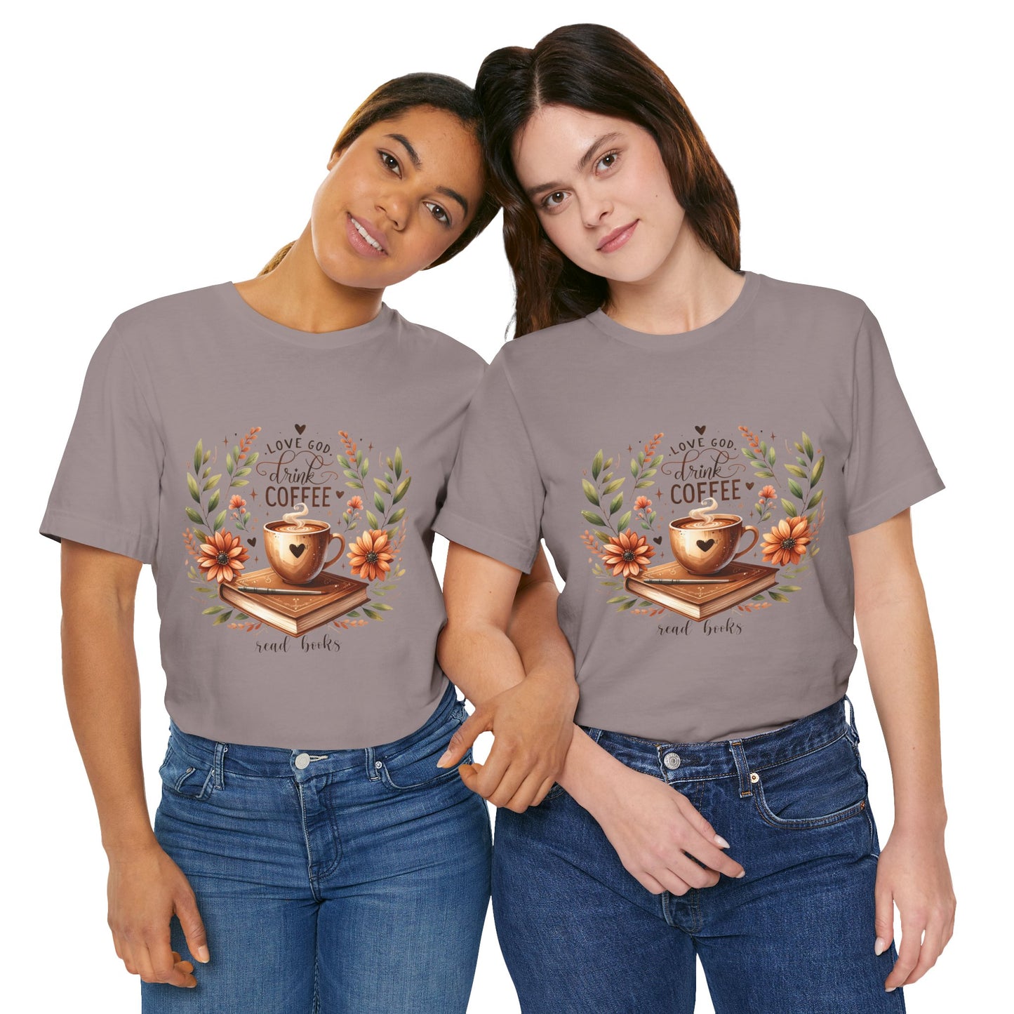Love God, Drink Coffee, Read Books Tee | Fall Watercolor Books & Coffee Graphic Shirt