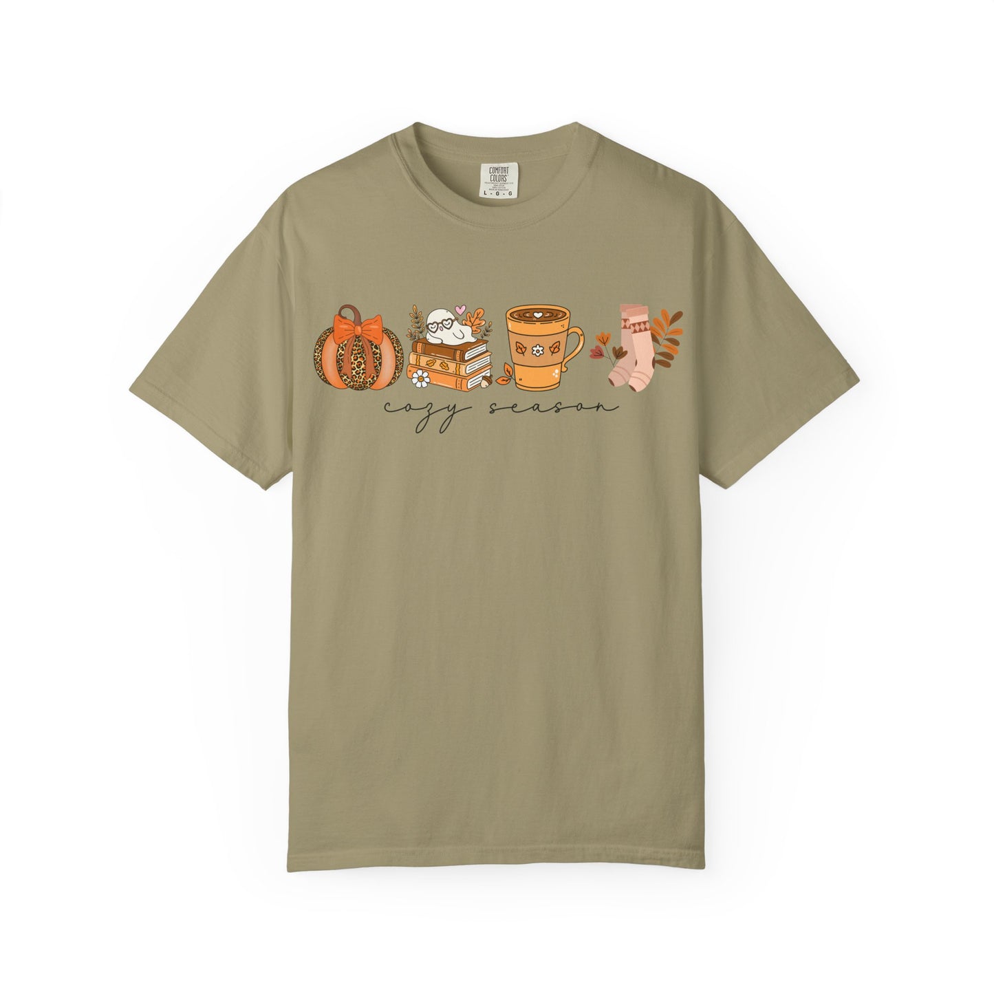 'Cozy Season' Bella + Canvas T-Shirt | Cozy Socks, Sleeping Ghost, Coquette Bow & Leopard Pumpkin Fall Graphic, Autumn Tee, Pumpkin Season Shirt, Cute Sweatshirt, Harvest Style Top, Perfect for Thanksgiving
