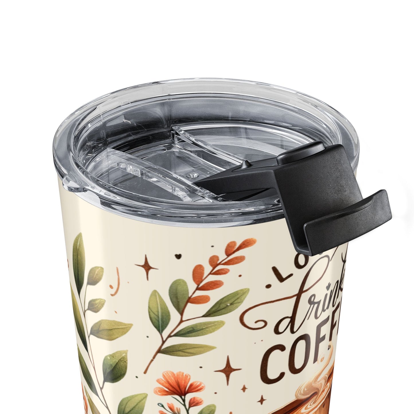 Love God Drink Coffee Read Books Fall/Autumn 20 oz Tumbler, Fall Watercolor Hand-Drawn Travel Cup