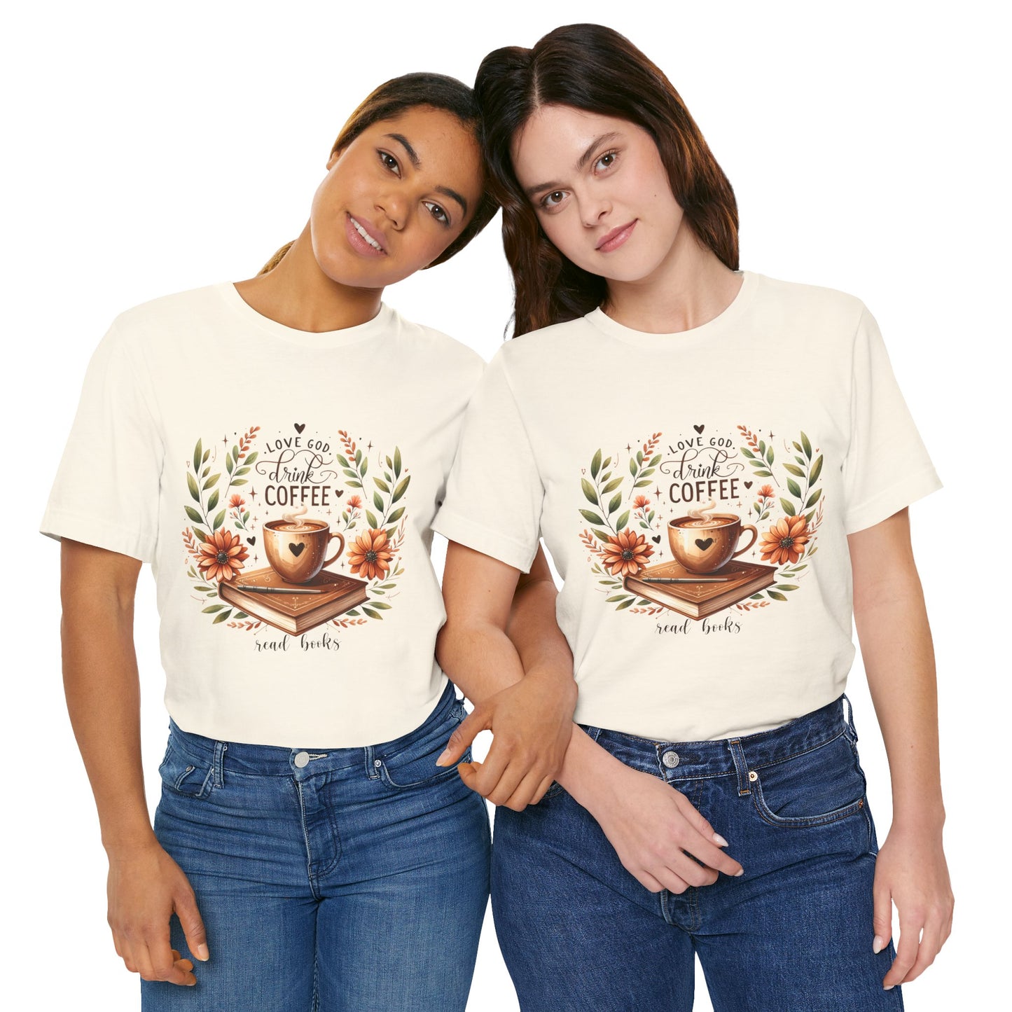 Love God, Drink Coffee, Read Books Tee | Fall Watercolor Books & Coffee Graphic Shirt