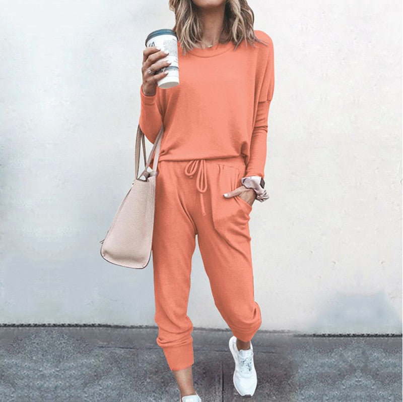 Long Sleeve Casual Sweatshirt & Pants Set