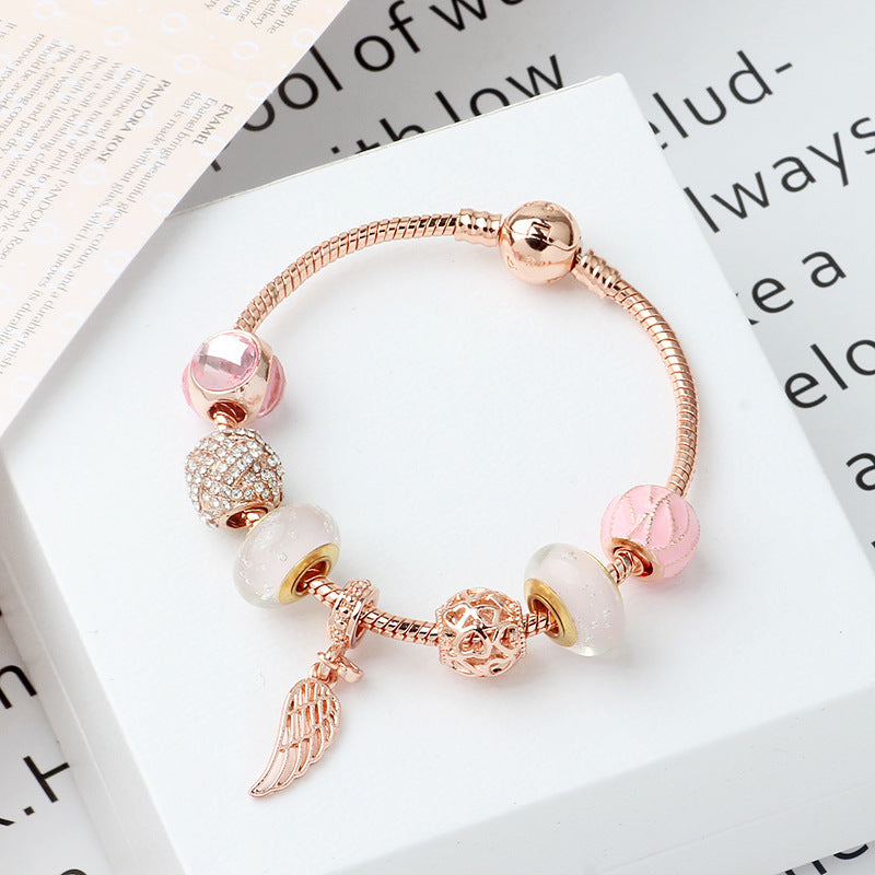 Rose Gold Glass Bead Bracelet