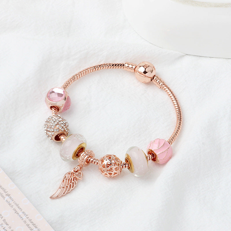 Rose Gold Glass Bead Bracelet