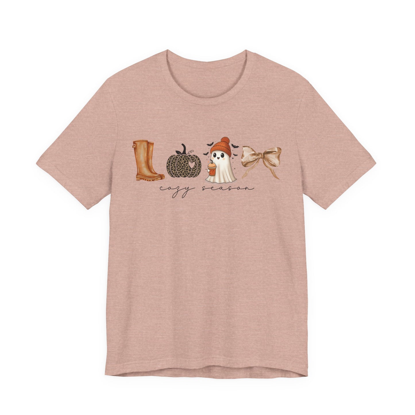 'Cozy Season' Autumn Vibes Tee, Fall Shirt, Cozy Season Top, Pumpkin, Ghost, Boots, Bow, Halloween Casual Wear