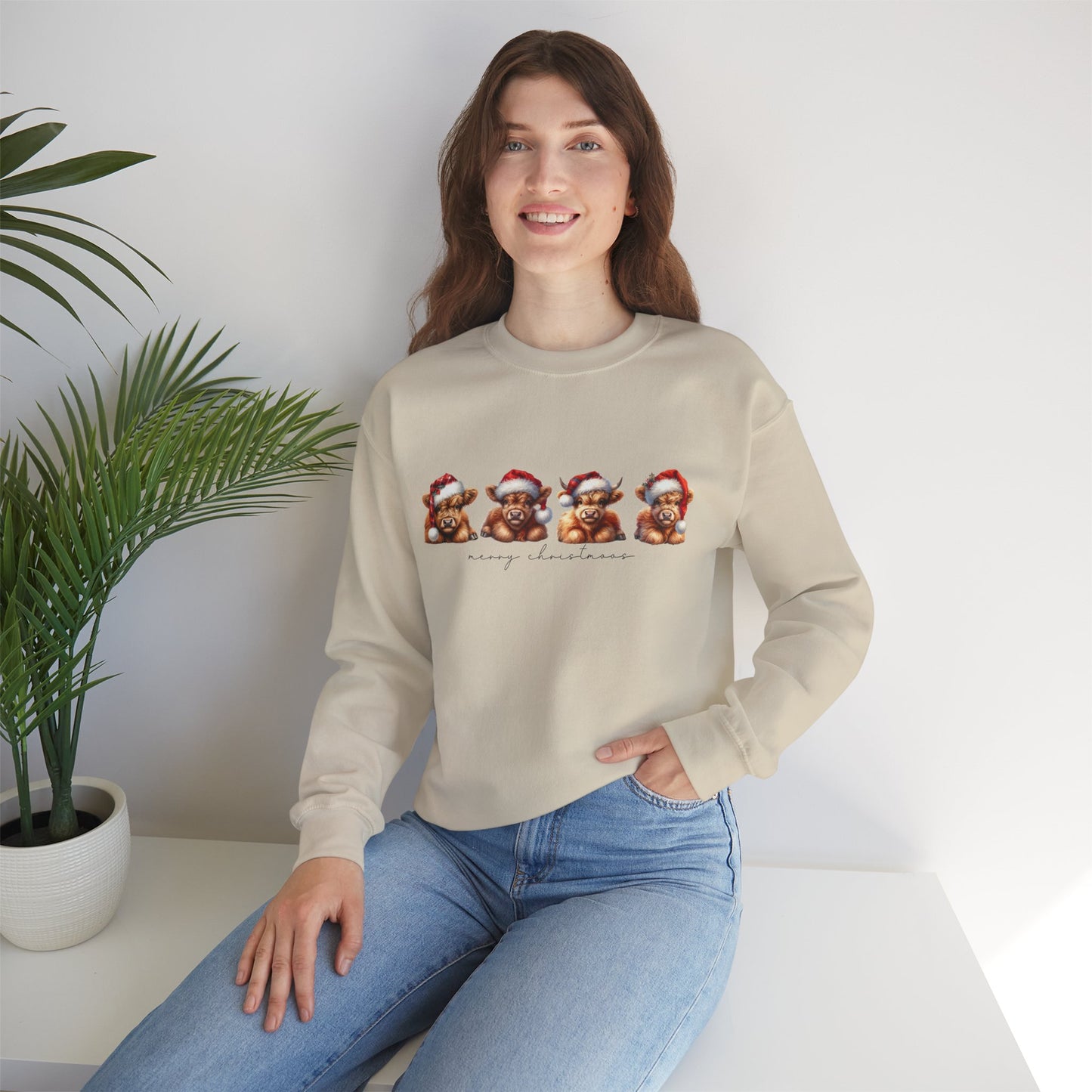 ๐ Merry Christmoos Sweatshirt | Festive Highland Cows Watercolor Country Christmas