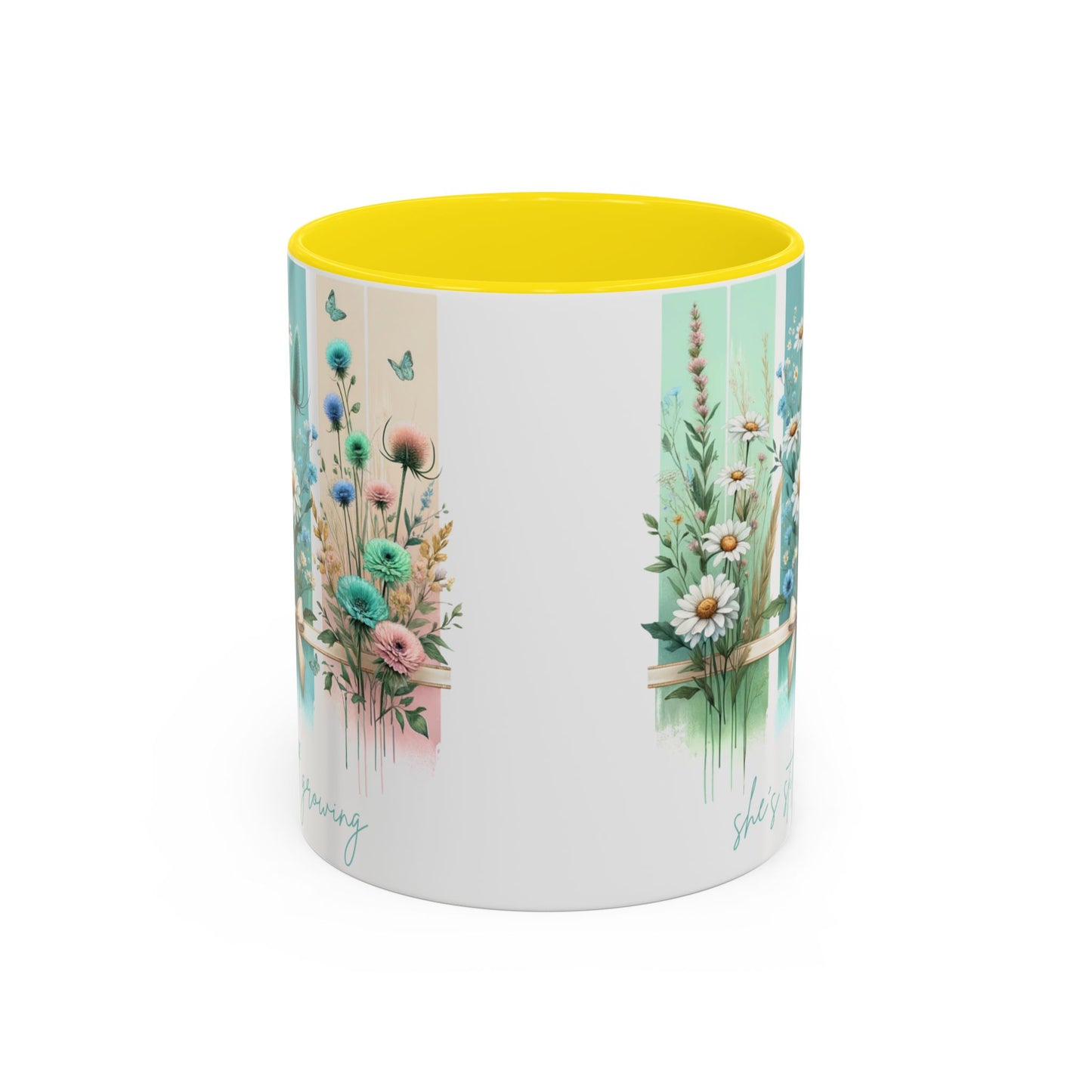 She’s Still Growing Mug | Floral Watercolor Inspirational Coffee Cup