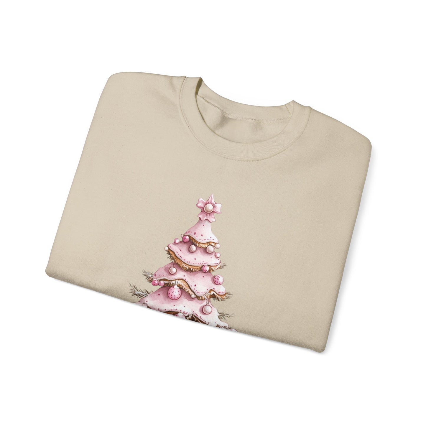 Pink Christmas Tree Cookie Sweatshirt - Cozy Holiday Pullover, Festive Apparel, Christmas Gift, Winter Fashion
