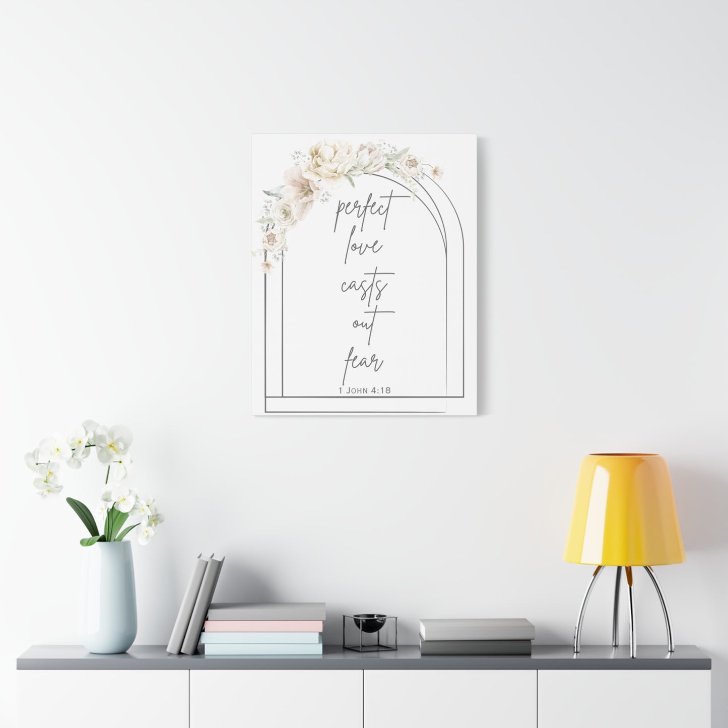 Canvas Wall Art, Perfect Love Casts Out Fear, 1 John 4:18, Faith-based Home Decor, Religious Gift For Home, Inspirational Prints