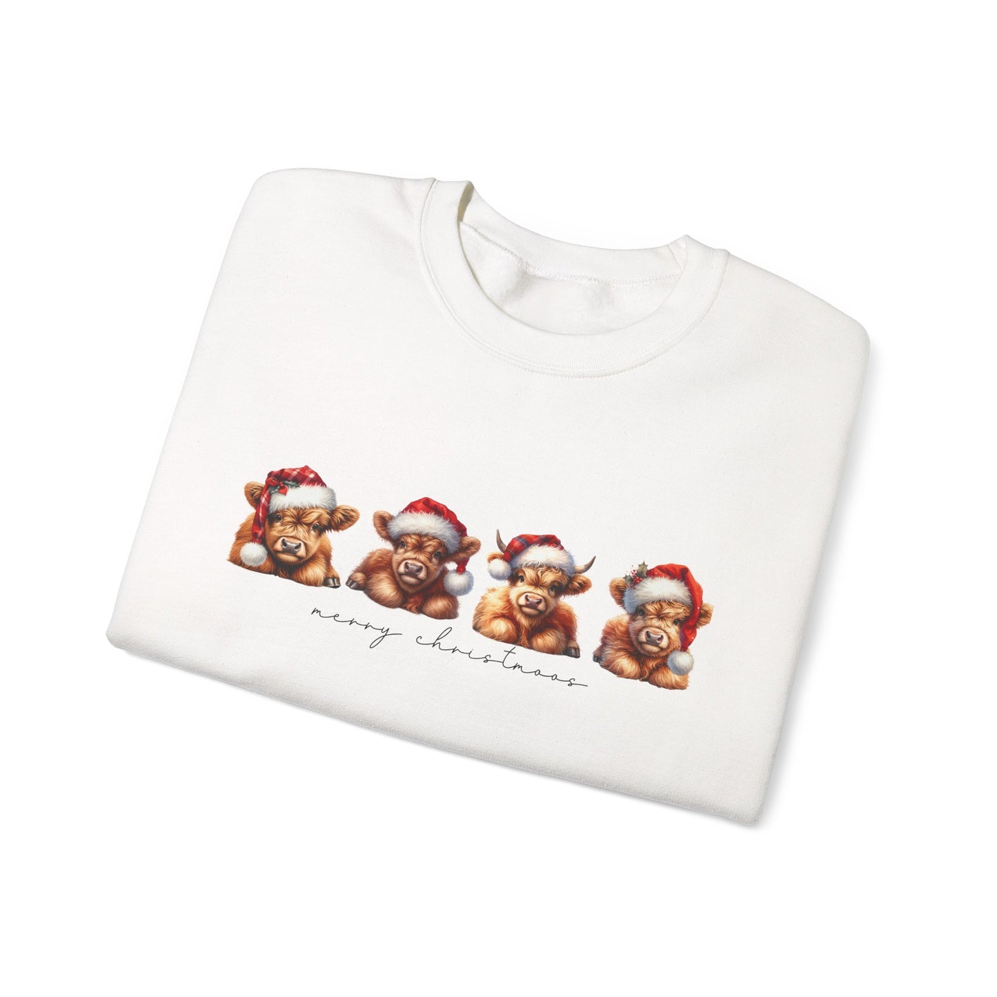 ๐ Merry Christmoos Sweatshirt | Festive Highland Cows Watercolor Country Christmas