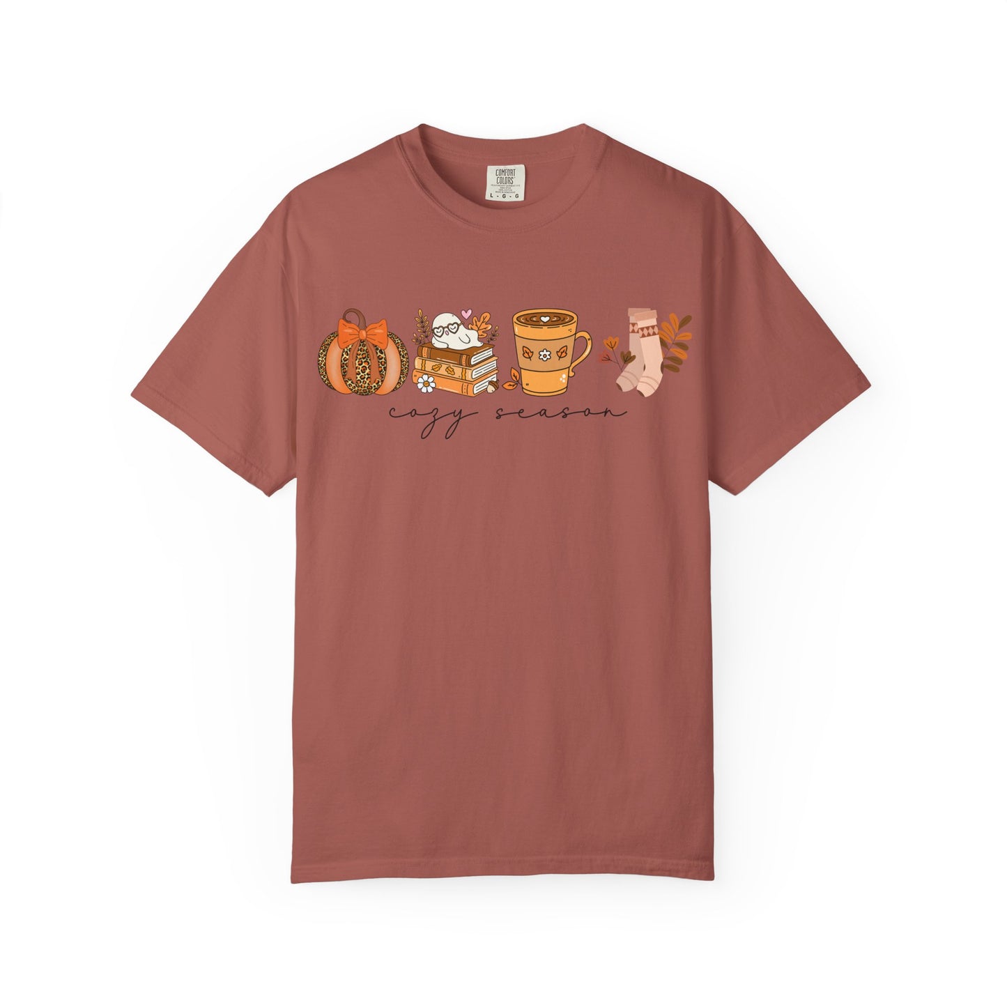 'Cozy Season' Bella + Canvas T-Shirt | Cozy Socks, Sleeping Ghost, Coquette Bow & Leopard Pumpkin Fall Graphic, Autumn Tee, Pumpkin Season Shirt, Cute Sweatshirt, Harvest Style Top, Perfect for Thanksgiving