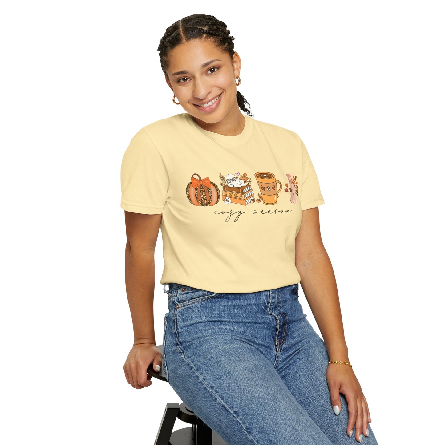 'Cozy Season' Bella + Canvas T-Shirt | Cozy Socks, Sleeping Ghost, Coquette Bow & Leopard Pumpkin Fall Graphic, Autumn Tee, Pumpkin Season Shirt, Cute Sweatshirt, Harvest Style Top, Perfect for Thanksgiving