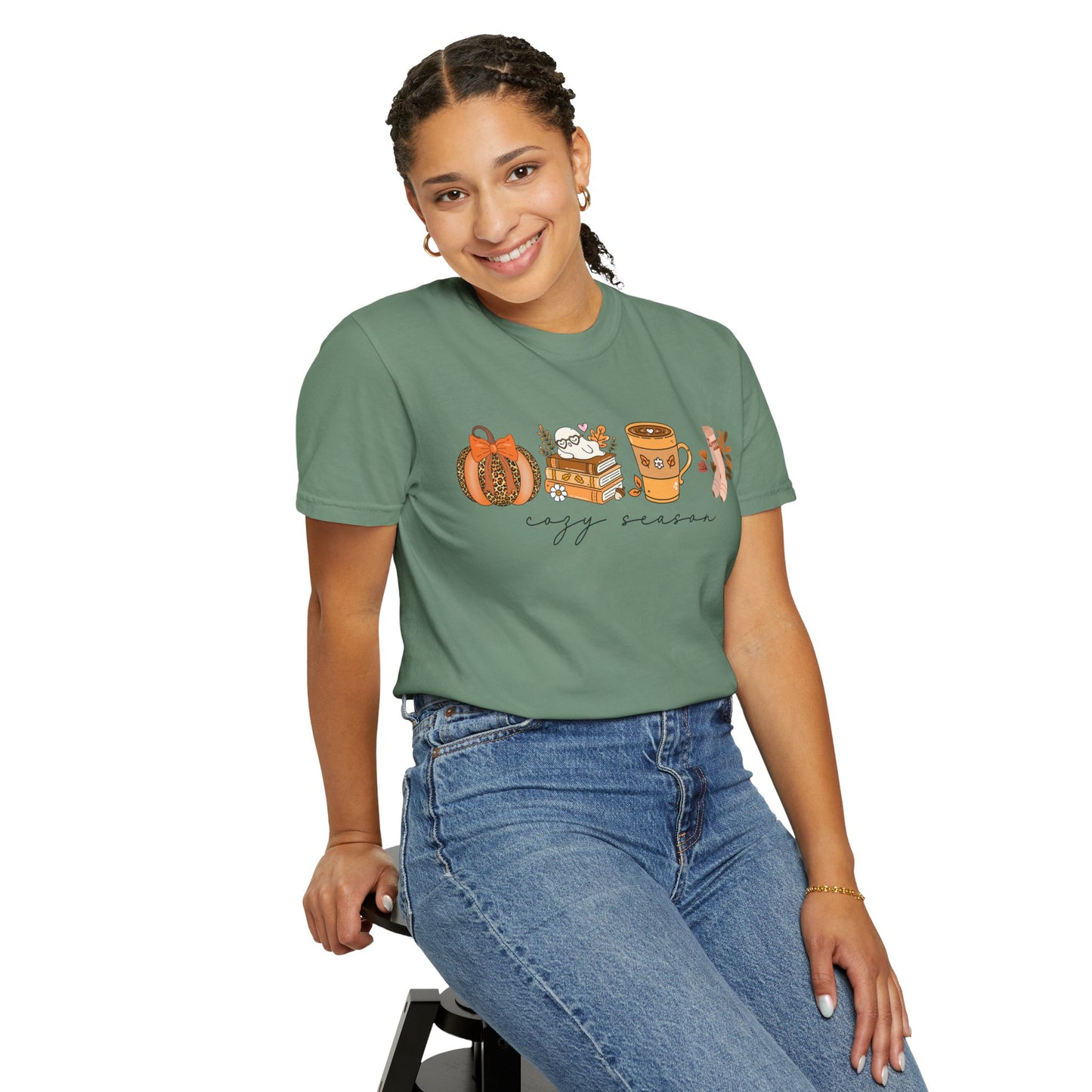 'Cozy Season' Bella + Canvas T-Shirt | Cozy Socks, Sleeping Ghost, Coquette Bow & Leopard Pumpkin Fall Graphic, Autumn Tee, Pumpkin Season Shirt, Cute Sweatshirt, Harvest Style Top, Perfect for Thanksgiving