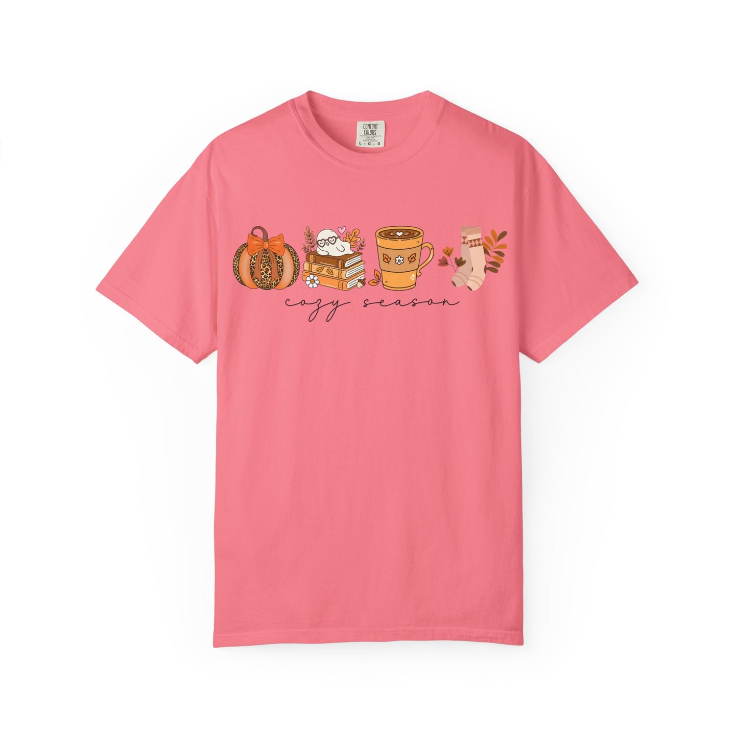 'Cozy Season' Bella + Canvas T-Shirt | Cozy Socks, Sleeping Ghost, Coquette Bow & Leopard Pumpkin Fall Graphic, Autumn Tee, Pumpkin Season Shirt, Cute Sweatshirt, Harvest Style Top, Perfect for Thanksgiving