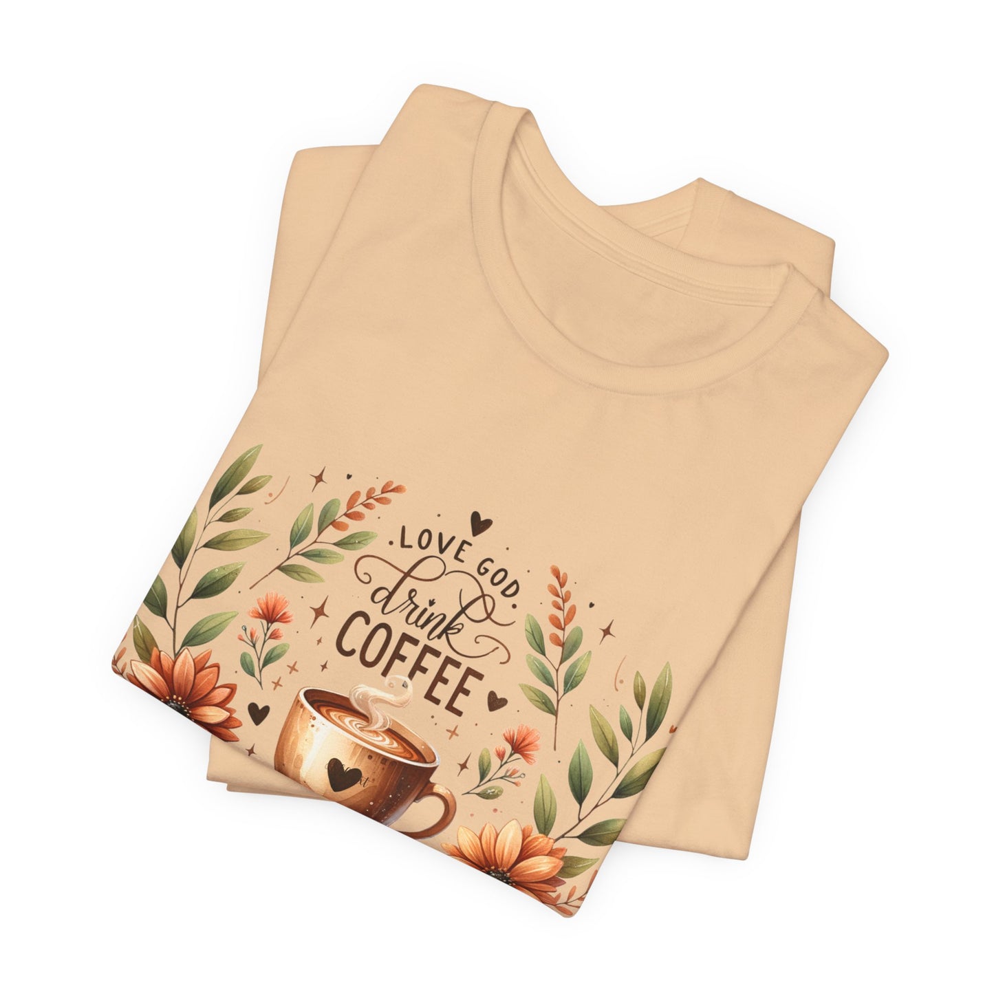 Love God, Drink Coffee, Read Books Tee | Fall Watercolor Books & Coffee Graphic Shirt