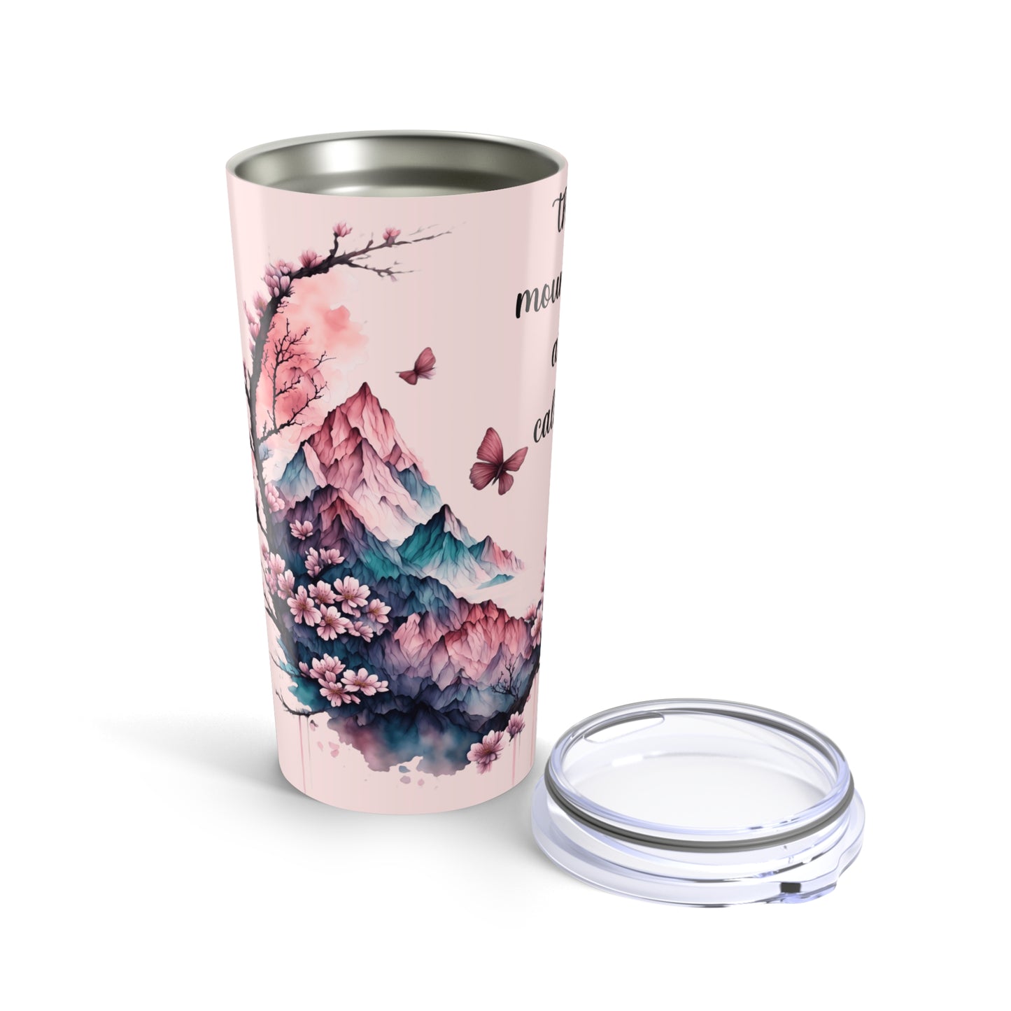 The Mountains Are Calling Floral Watercolor Scene, 20 oz Tumbler