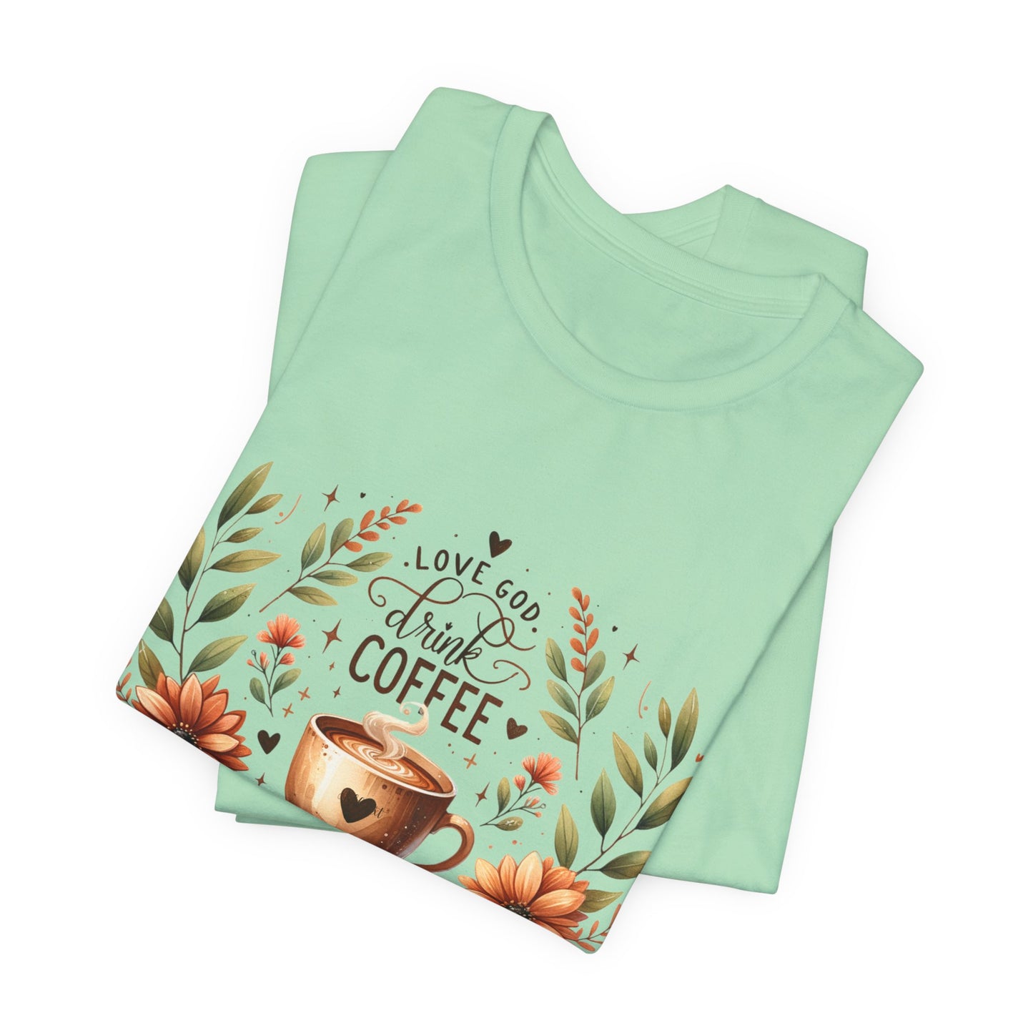 Love God, Drink Coffee, Read Books Tee | Fall Watercolor Books & Coffee Graphic Shirt